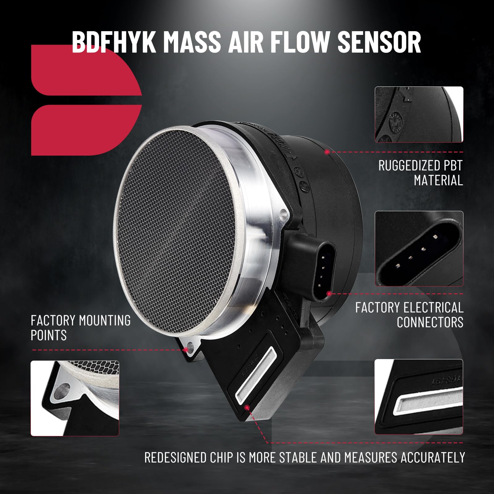 Bdfhyk Mass Air Flow Sensor Meter Maf 25318411 Af10043 25168491 Compatible With Silverado, Suburban, Tahoe, Yukon Xl, Sierra, Es
