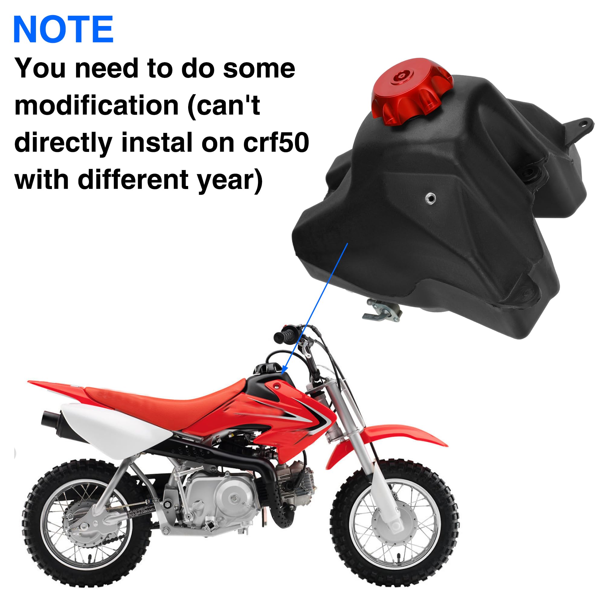 YOXUFA Dirt Bike Gas Fuel Tank for CRF50 XR50 SSR125 110cc 125cc 50cc 70cc - Durable Plastic, Model YO-YX01-XFY