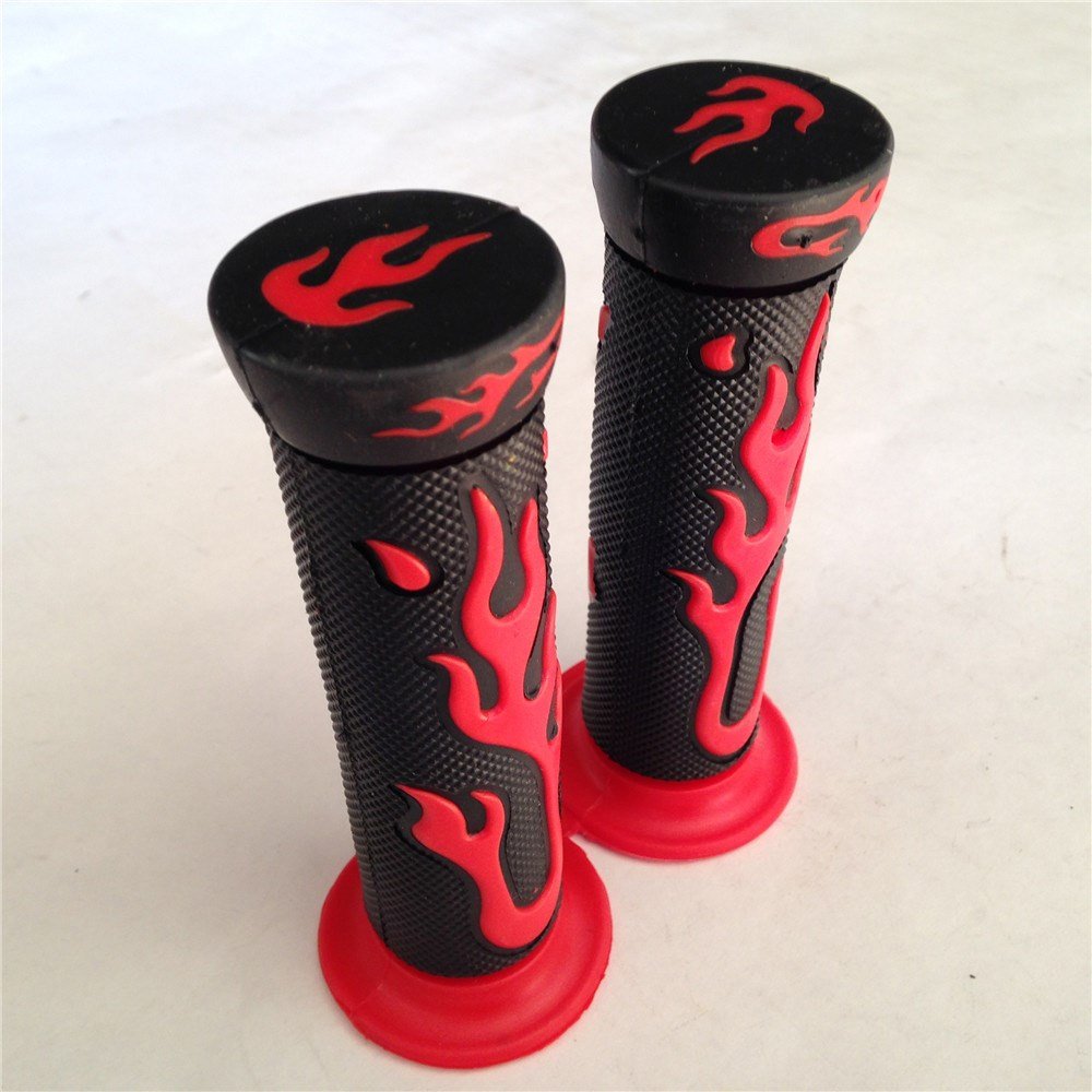 Xkmt- Flame Gel Style H Grips Red Atv Quad Compatible With Kawasaki Polaris Seadoo Bombardier Jet Ski Atv Foreman Recon Rincon B
