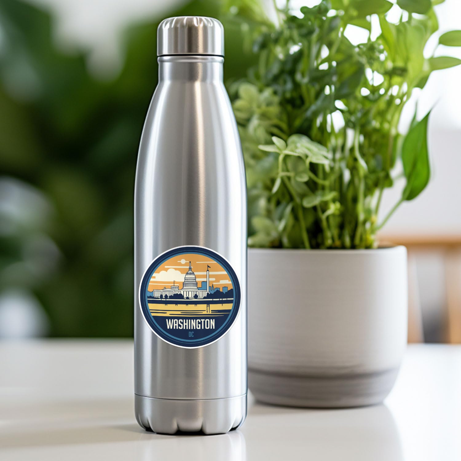Washington City Sticker - Waterproof Vinyl Decal for Car Bumper, Laptop, Water Bottle, Wall, and Window, Size - 3'' Longer Side