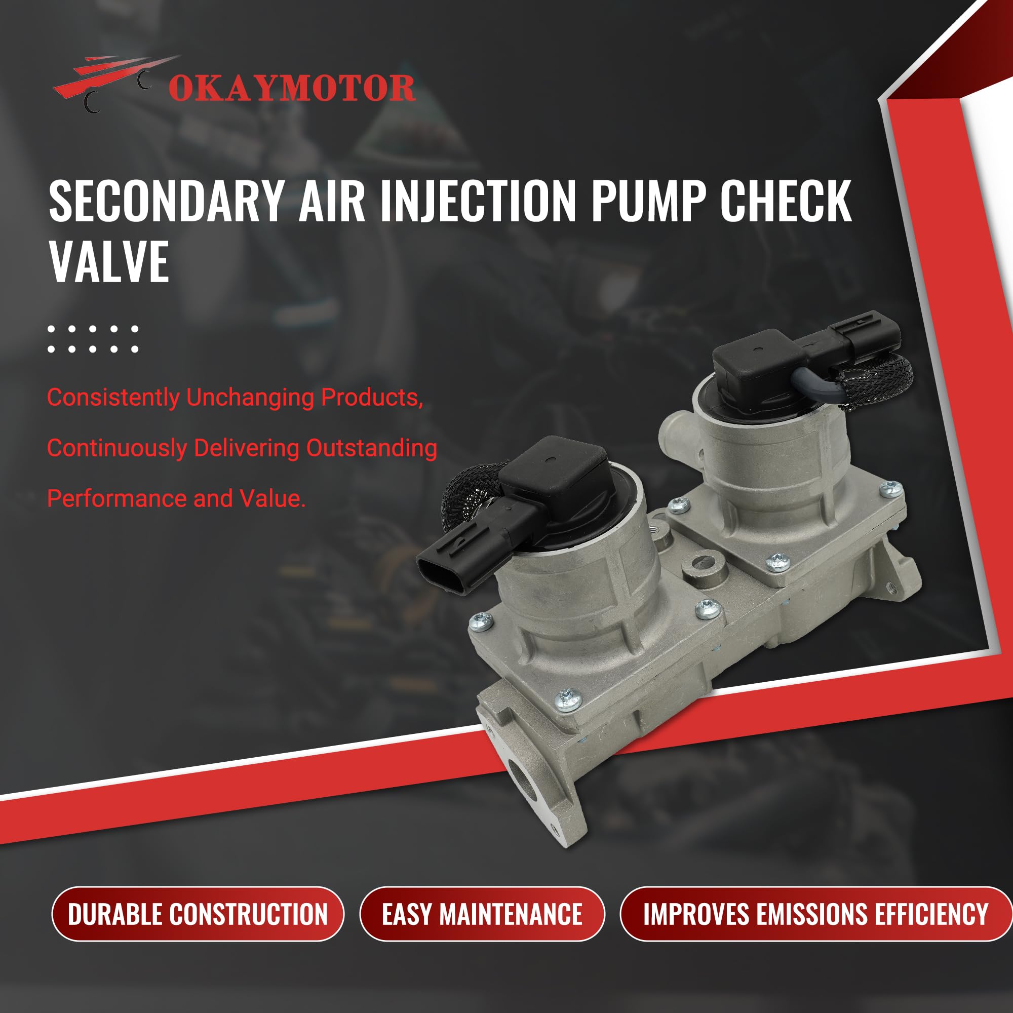 OKAY MOTOR Secondary Air Injection Pump Check Valve 25701-38064 for 2007-2021 Toyota Tundra, Land Cruiser, Sequoia, LX570, 5.7