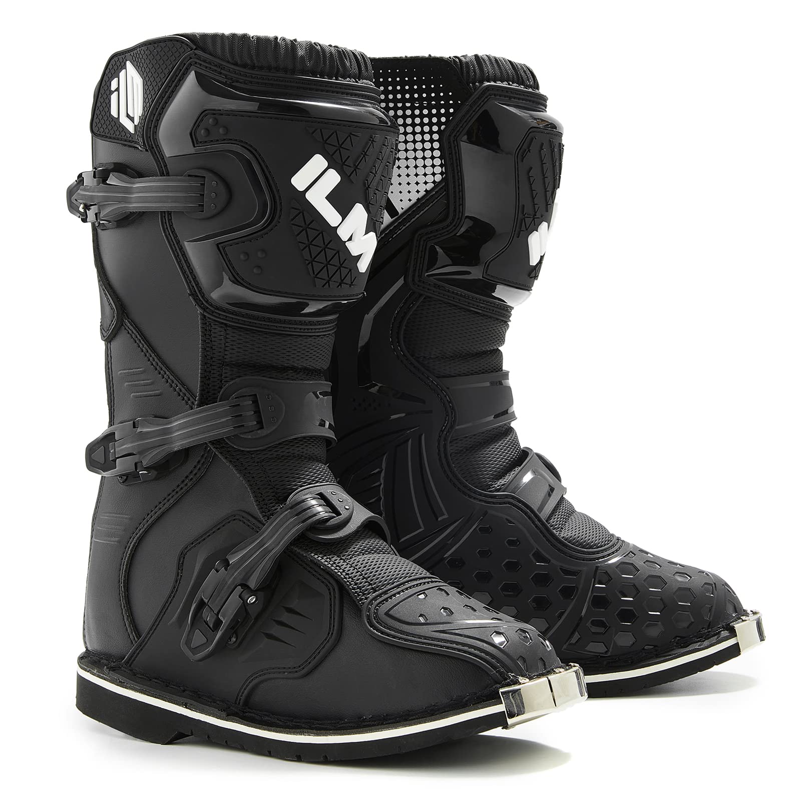 ILM Youth Kids Motorcycle Boots for Boys Girls Waterproof ATV Motorcross Dirt Blike Riding Biker Boots Model-MX3J (Black, 4.5)