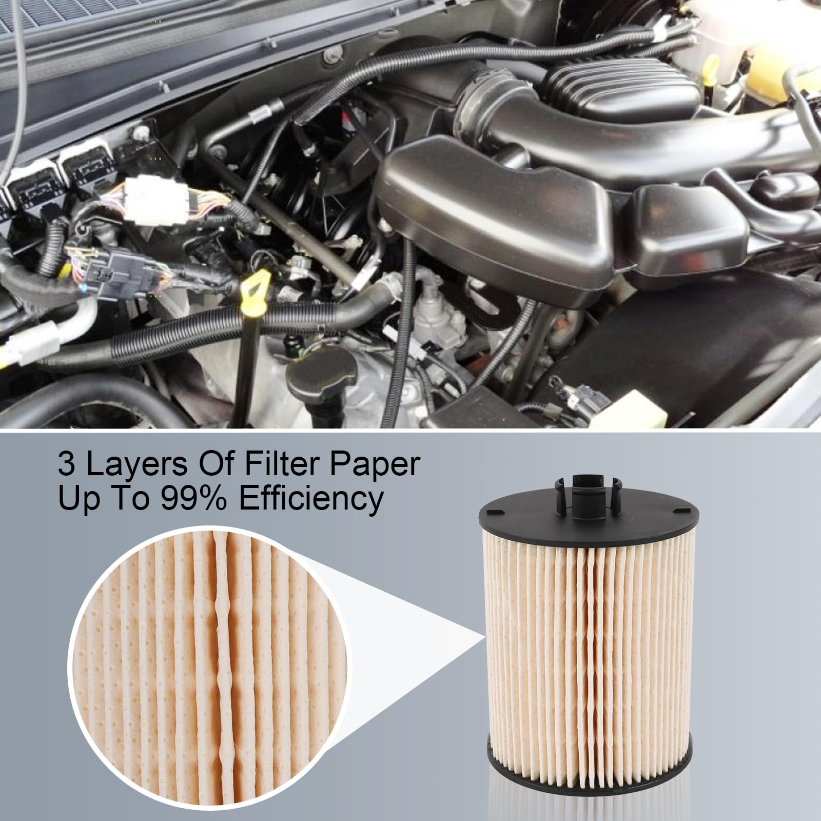 Carmocar Fd4617 Diesel Fuel Filter Replacement For 2008 2009 2010 Ford 6.4L F250 F350 F450 F550 Super Duty Includes Lower Lifter