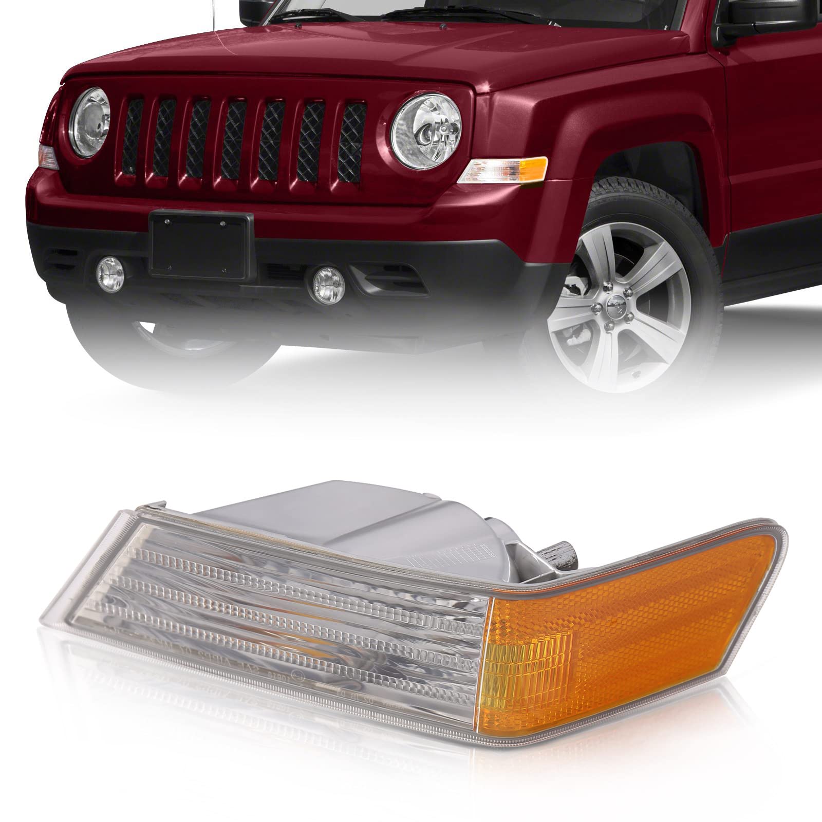 FIONE Front Turn Signal Light Lamp Cover Compatible with Jeep Patriot 2007 2008 2009 2010 2011 2013 2014 2015 2016 2017 Marker C
