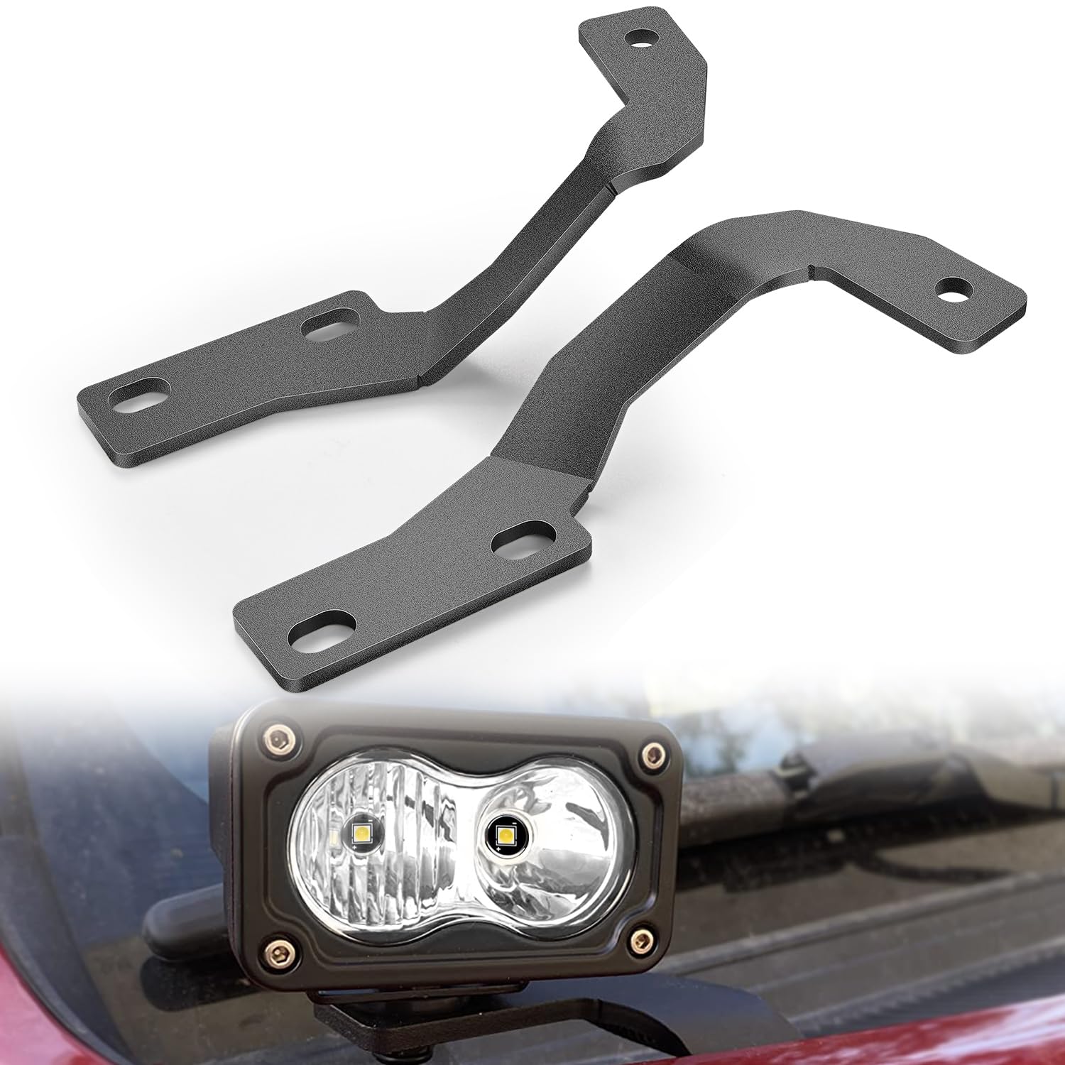 Nilight Ditch Light Brackets Hood Hinges Mount Bracket Kit For Auxiliary Offroad Led Pod Light Work Light On 2010-2023 Toyota 4R