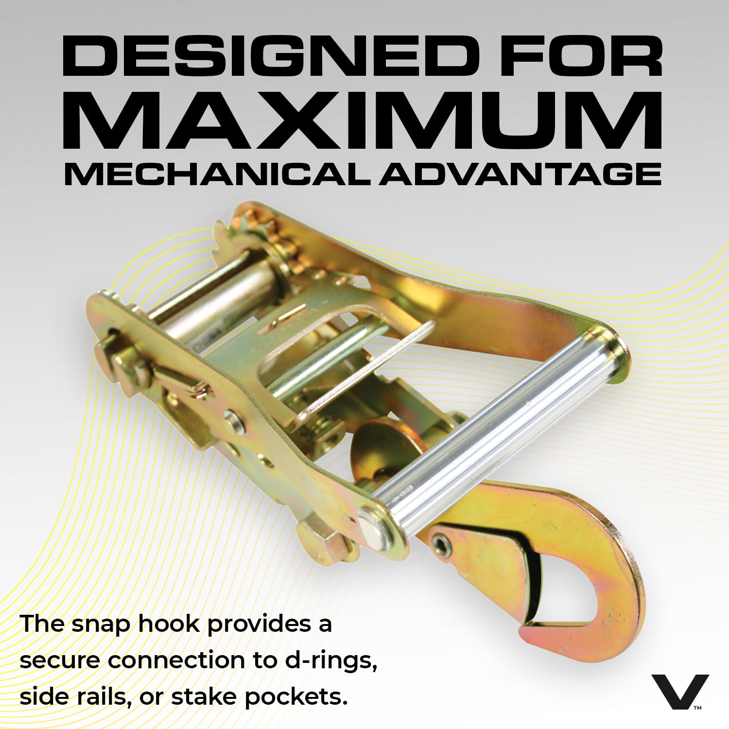 VULCAN Car Tie Down Straps - 2" x 96" - 4 Pack - Snap Hooks - Classic Yellow - 3,300 lb Safe Working Load