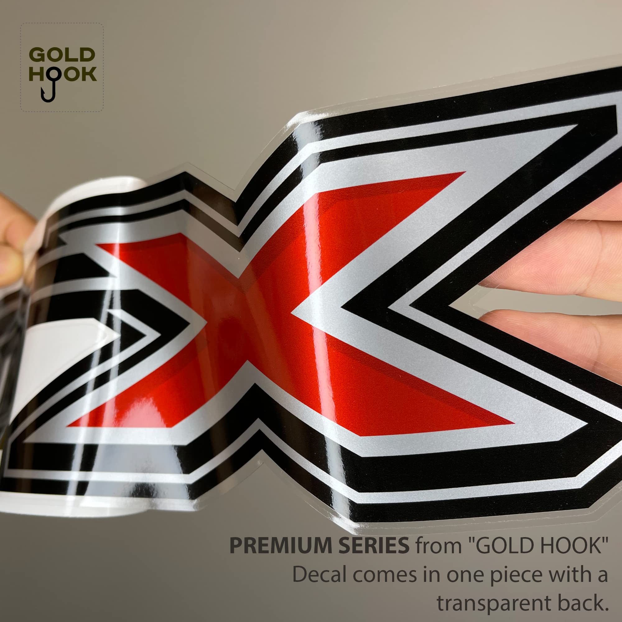 GOLD HOOK Ford F150 STX Decal Set of 2, Black/Red Vinyl Stickers, 15.5" x 3.6", Off Road Replacement