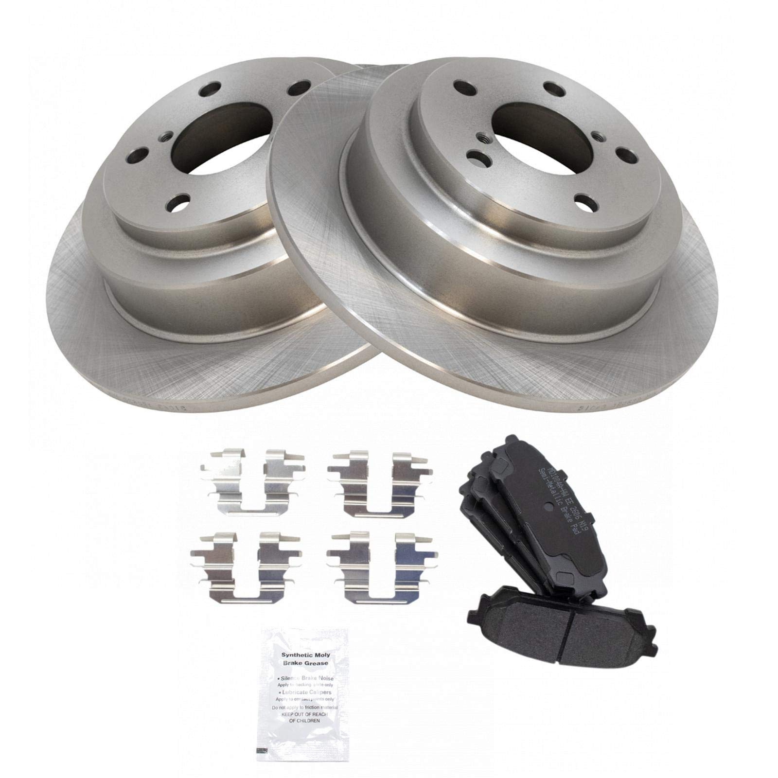 Trq Rear Brake Pad & Rotor Kit Brake Pads Brake Rotor Semi-Metallic Compatible With 2005-2006 Saab 9-2X 2004-2008 Subaru Foreste