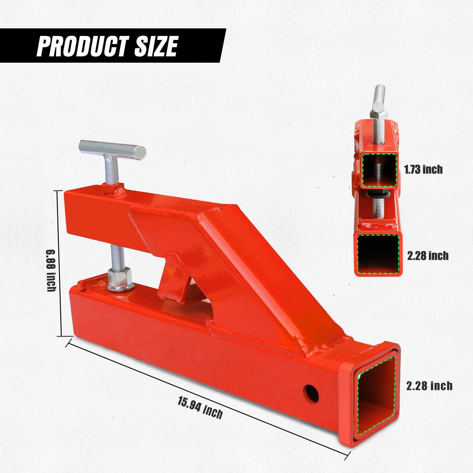AIWARGOD Clamp On Trailer Hitch Receiver Bucket Hitch for Tractor 2'' Ball Mount Adapter Compatible with Deere Bobcat Bucket, Re