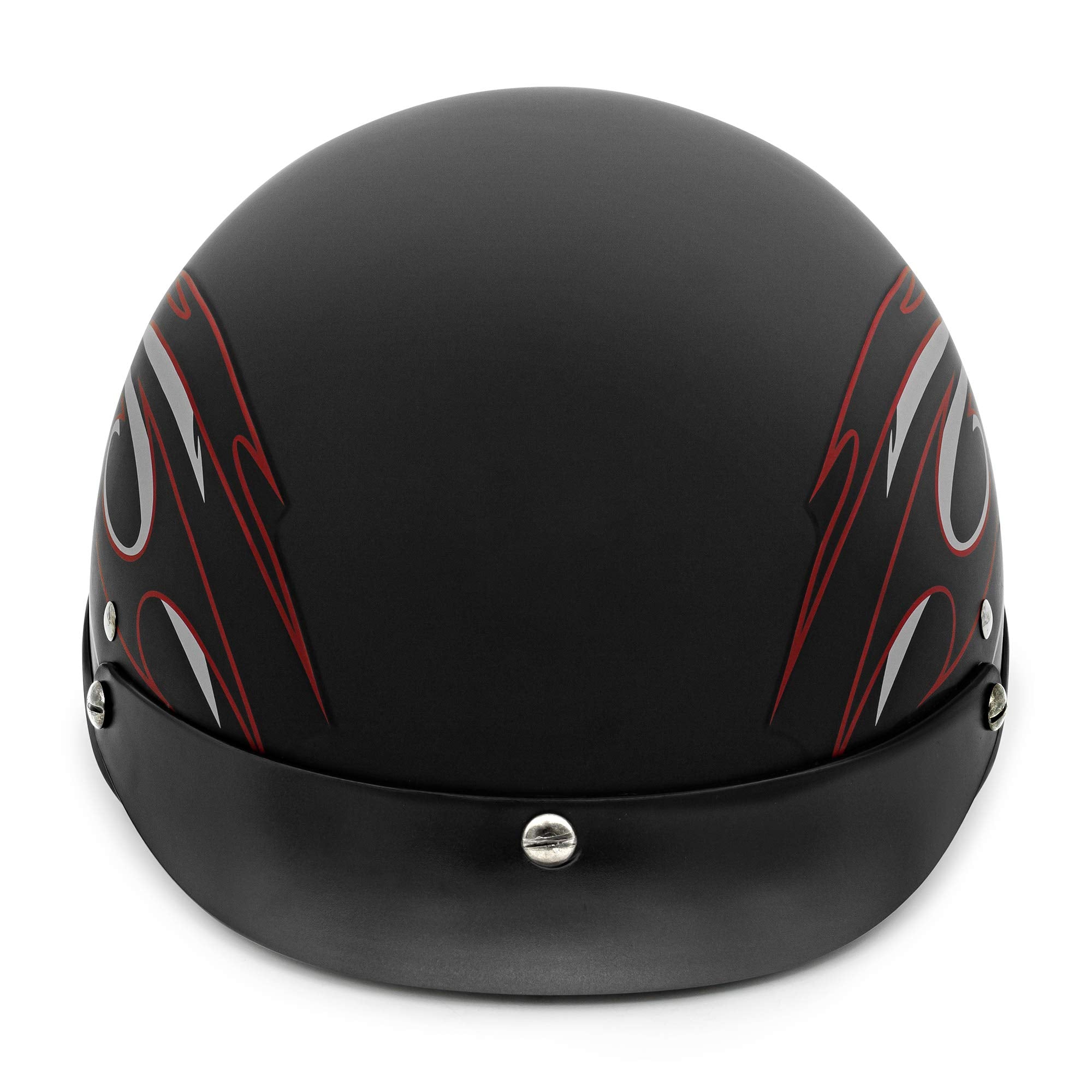 Vcan Cruiser Solid Flat Black Half Face Motorcycle Helmet (Red Blade, Medium)
