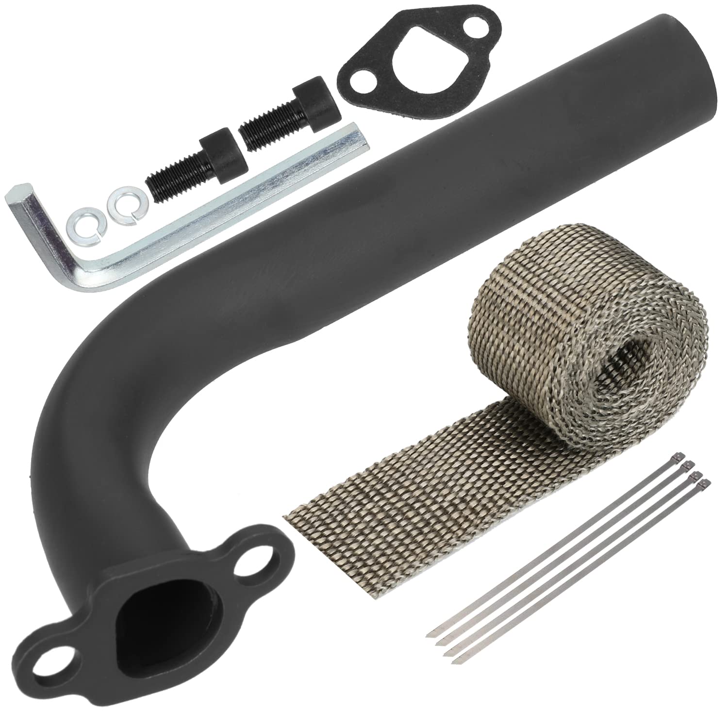 YOXUFA 212cc Exhaust Pipe Header for Predator 212cc 196cc 224cc 6.5hp GX160 GX200 Small Engine Coleman CT200U CT200U-EX BT200X K