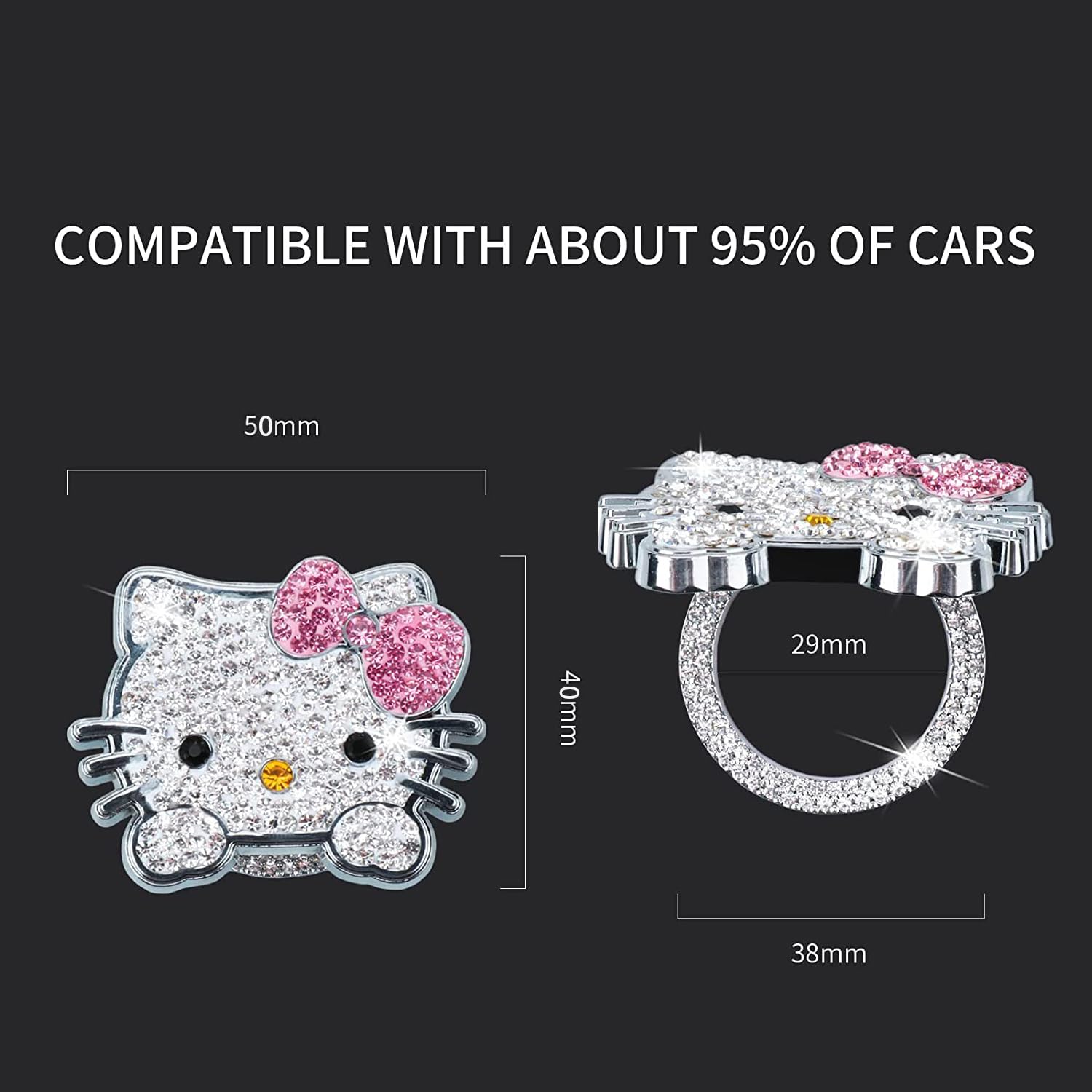 Pangpai Pink Car Accessories 3 Pcs for 5 Buttons Nissan Key Fob Cover with Bling Keychain Cute Push to Start Button Cover