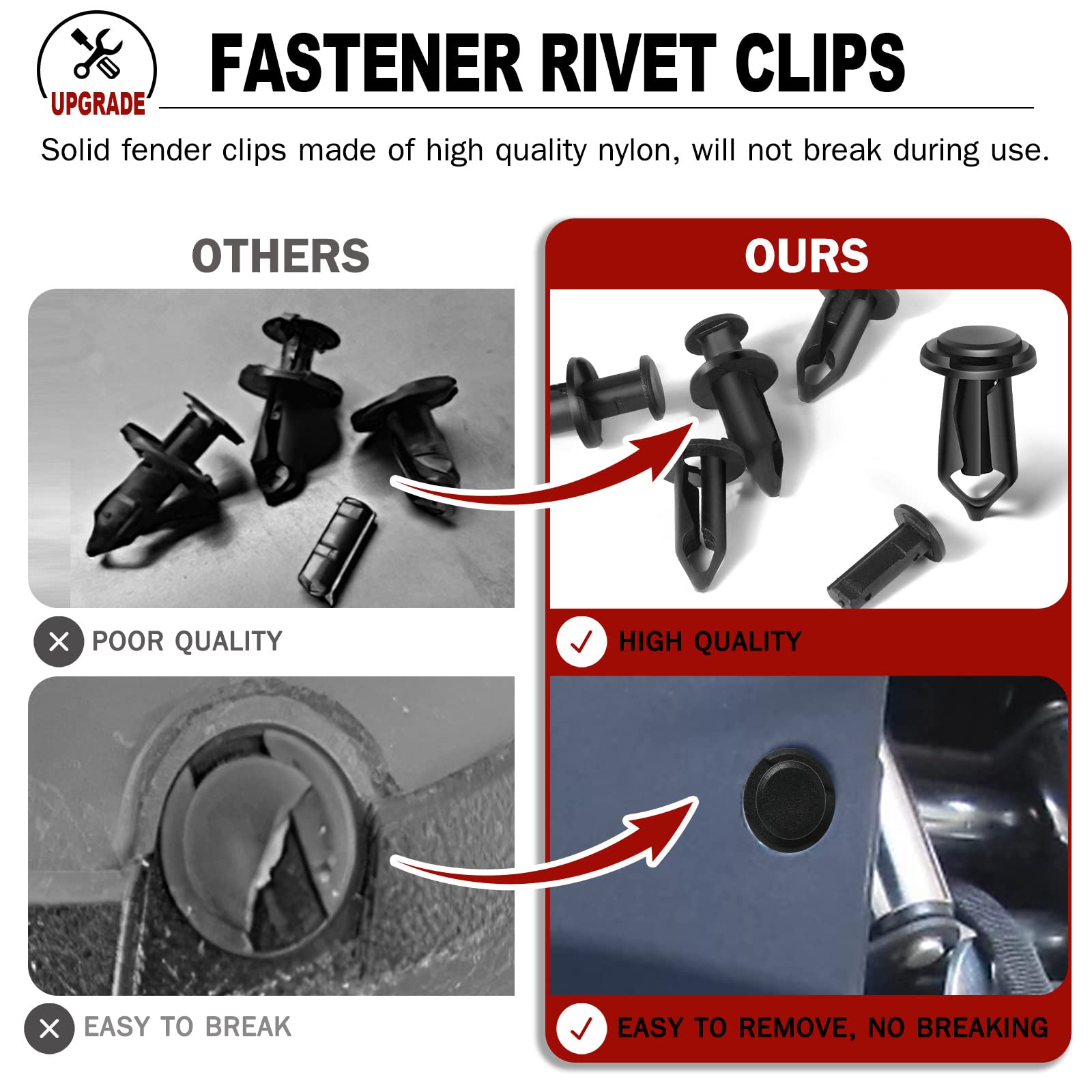 moveland 120 PCS 8mm UTV ATV Fender Clips Push Body Rivets Fasteners Clamps Compatible with RZR Kawasaki TRX Honda Suzuki and Mo