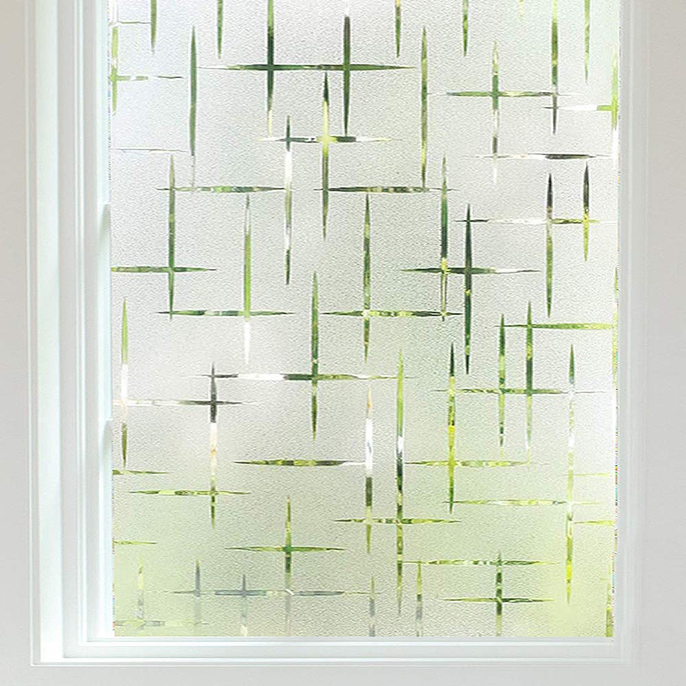Finnez Frosted Window Film Non-Adhesive, Frosting Privacy Film For Glass Windows, Self Static-Cling Decorative Window Cling For
