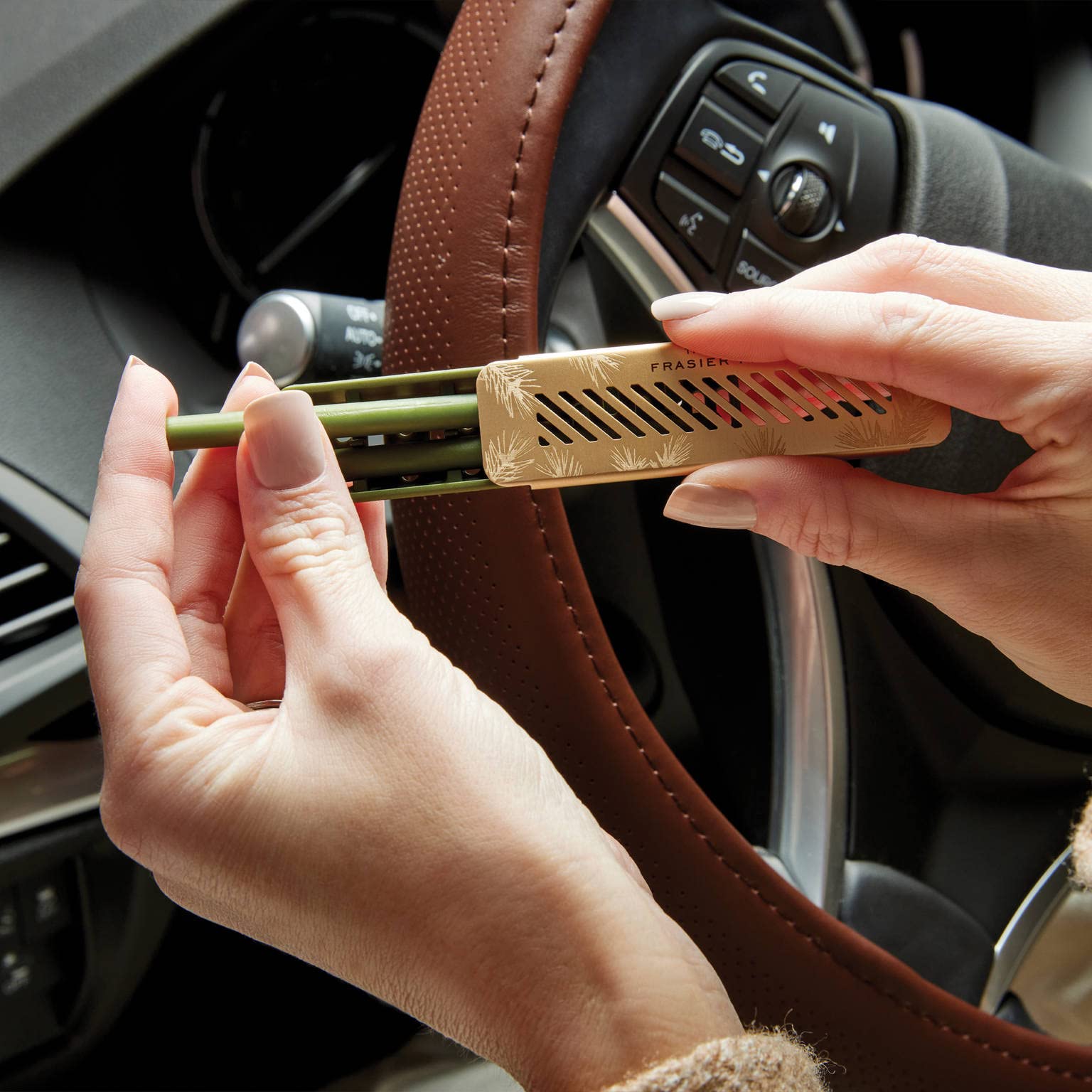 Thymes Frasier Fir Car Diffuser Refills - 4 Air Freshener Car Diffuser Reeds - Long-Lasting Car Air Freshener Refills With Fresh