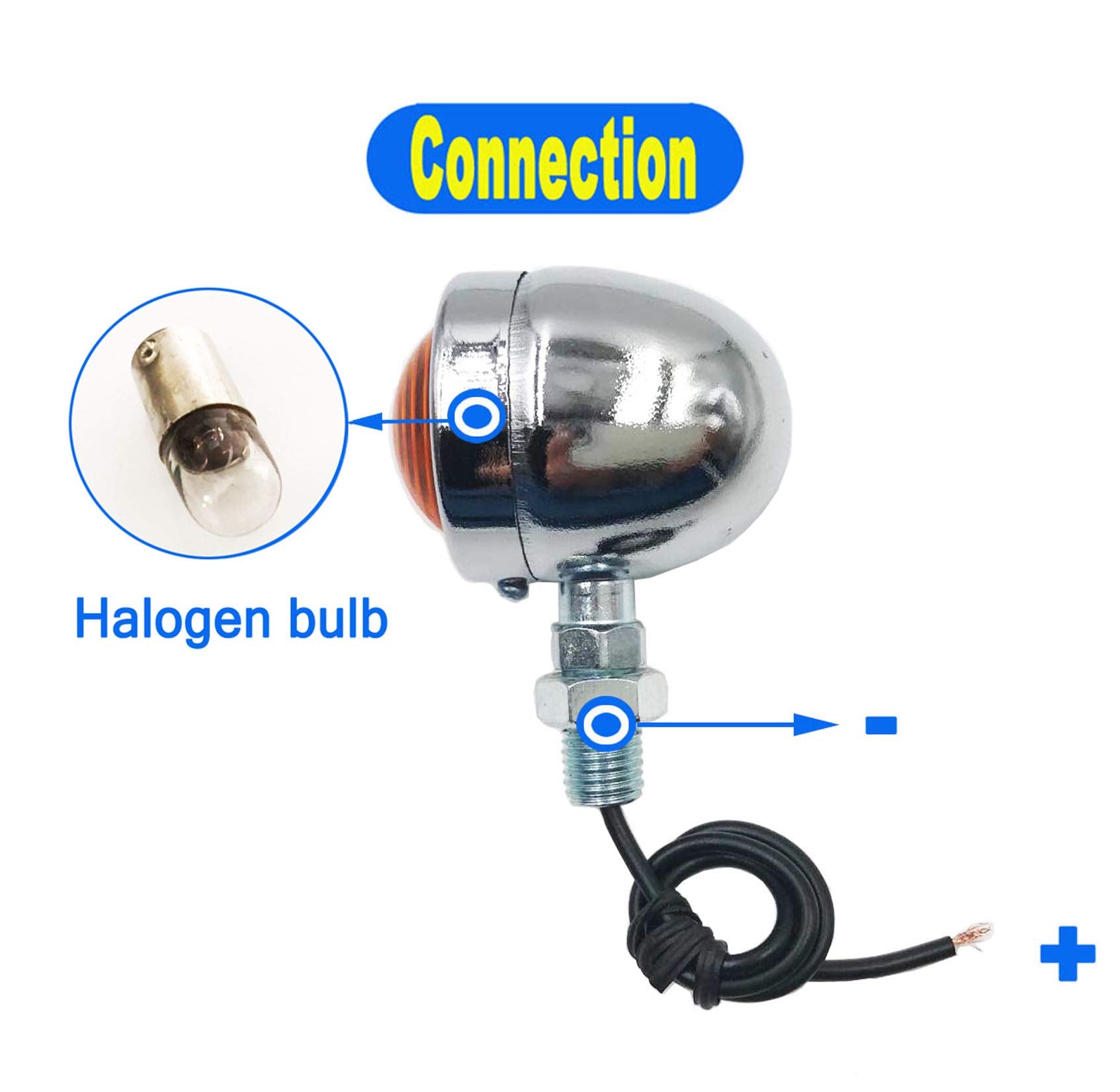 Bluerice Universal Motorcycle Turn Signals Bullet Blinker Indicator Lights Amber Lamp Light For Sportster Cruiser Bobber Chopper