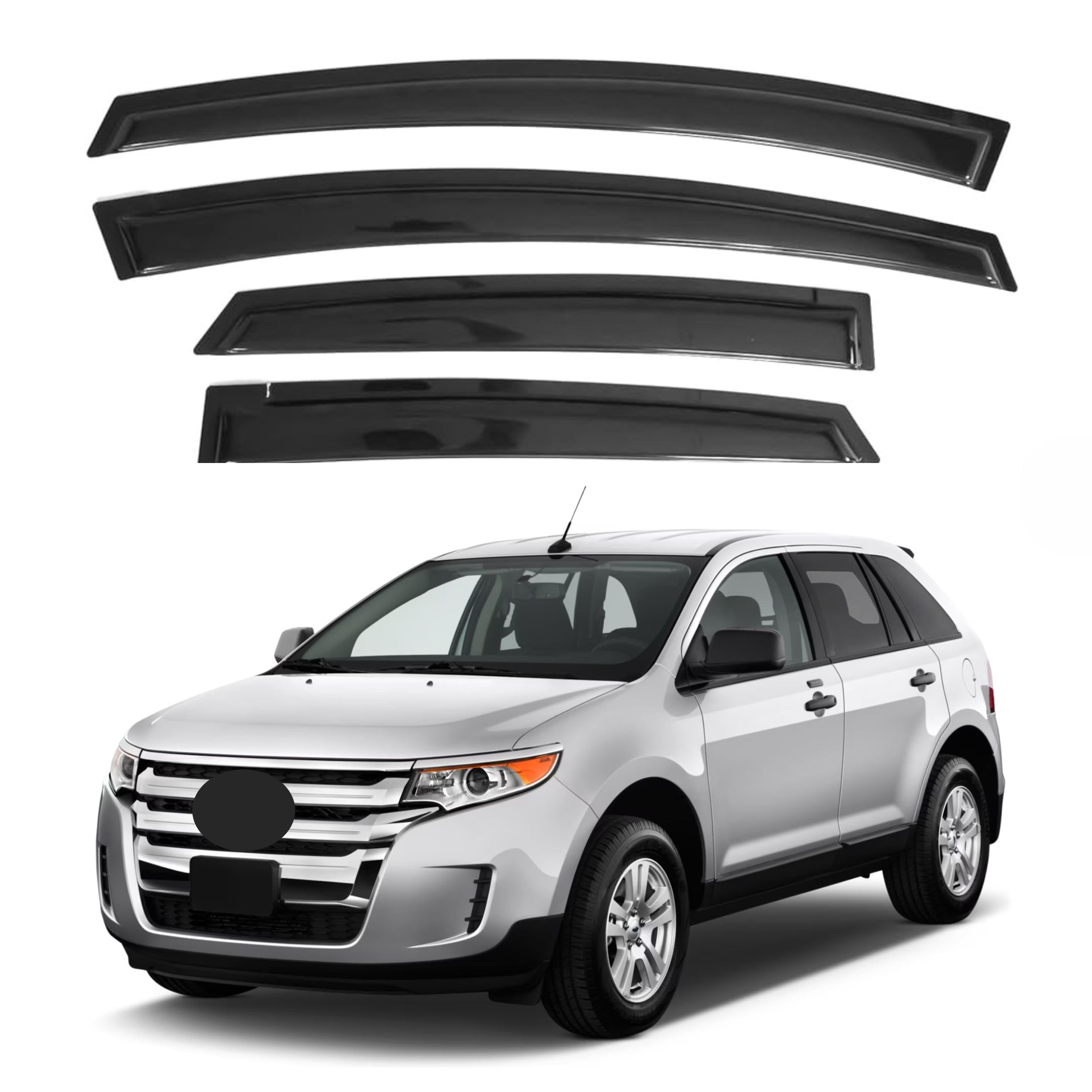Ig Window Visor For Ford Edge 2007-2014 & Lincoln Mkx 2007-2015, Rain Guard Tape-On Extra Durable Sun Wind Side Vent Window Defl