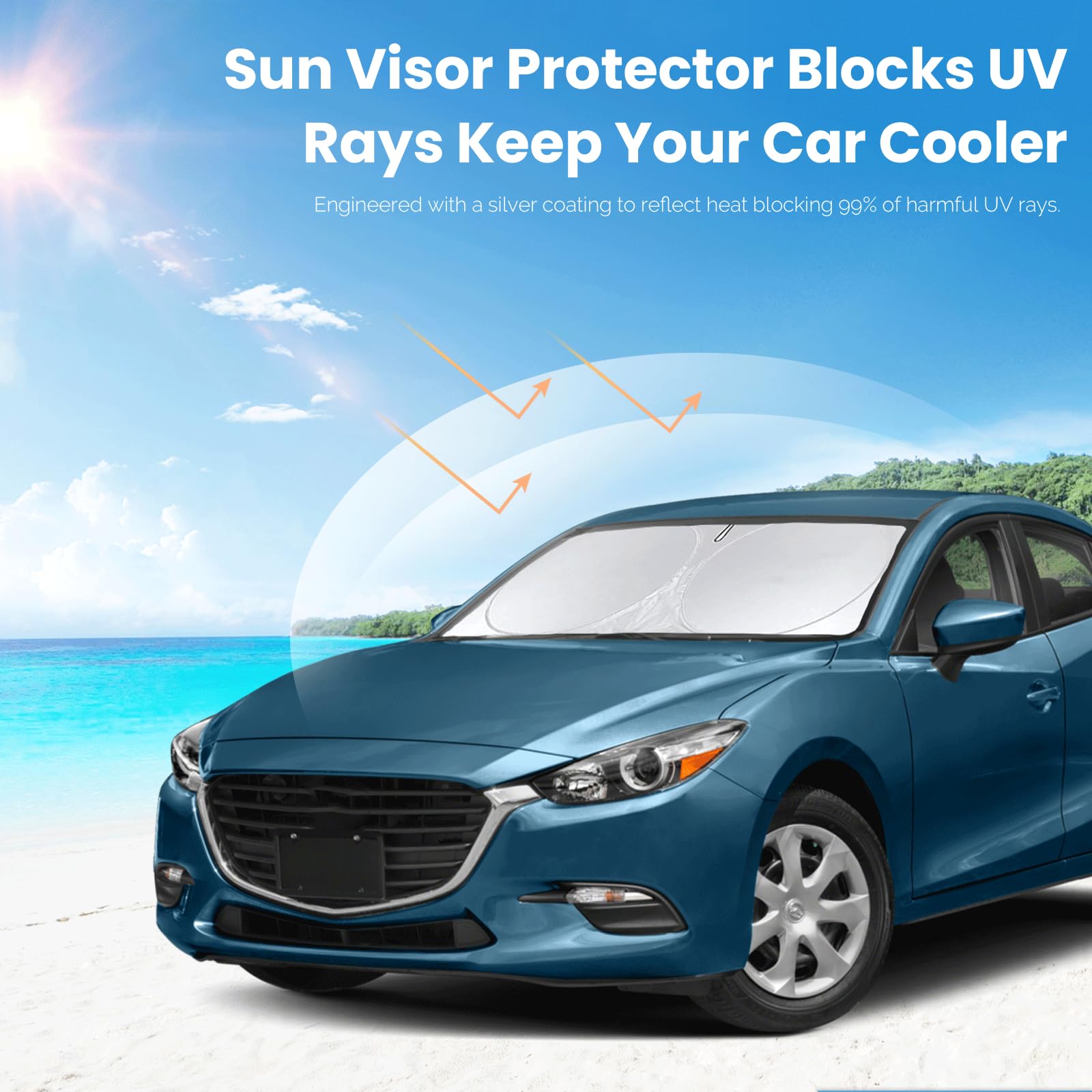 INSAUTO Windshield Sunshade for Mazda CX-30 (2019-2026) - Foldable UV Blocker, 210T Polyester, Custom Fit Sun Visor Cover