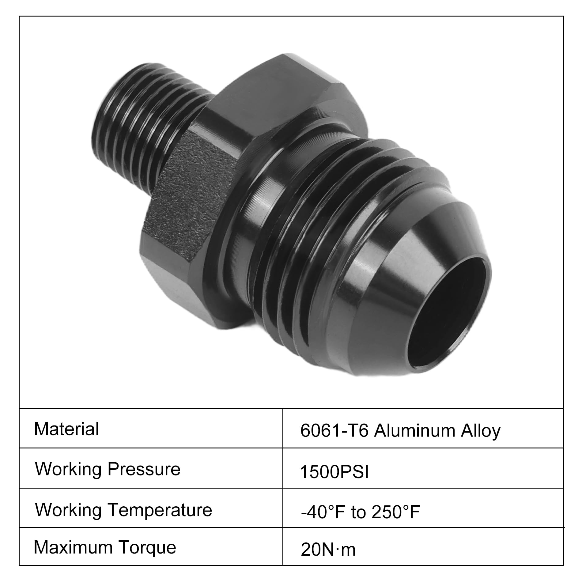 Evil Energy 8An Male Flare To 1/8'' Npt Pipe Fitting Adapter Straight Aluminum Black