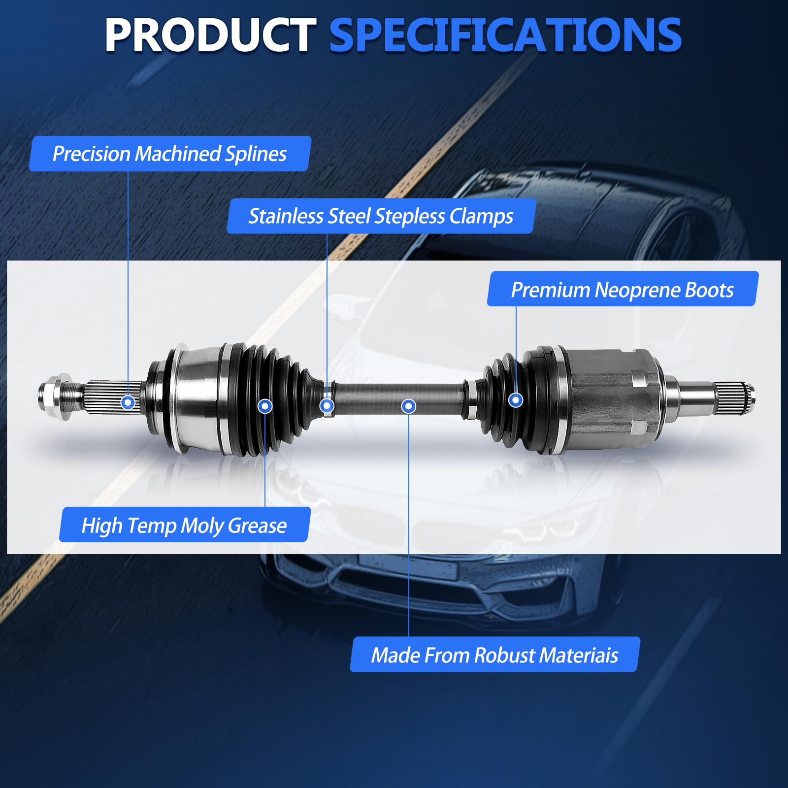 Maxfavor CV Axle FWD Front 2-Piece Set for Nissan Altima 2013-2018, 2.5L Auto Trans, Durable Neoprene & Steel Construction