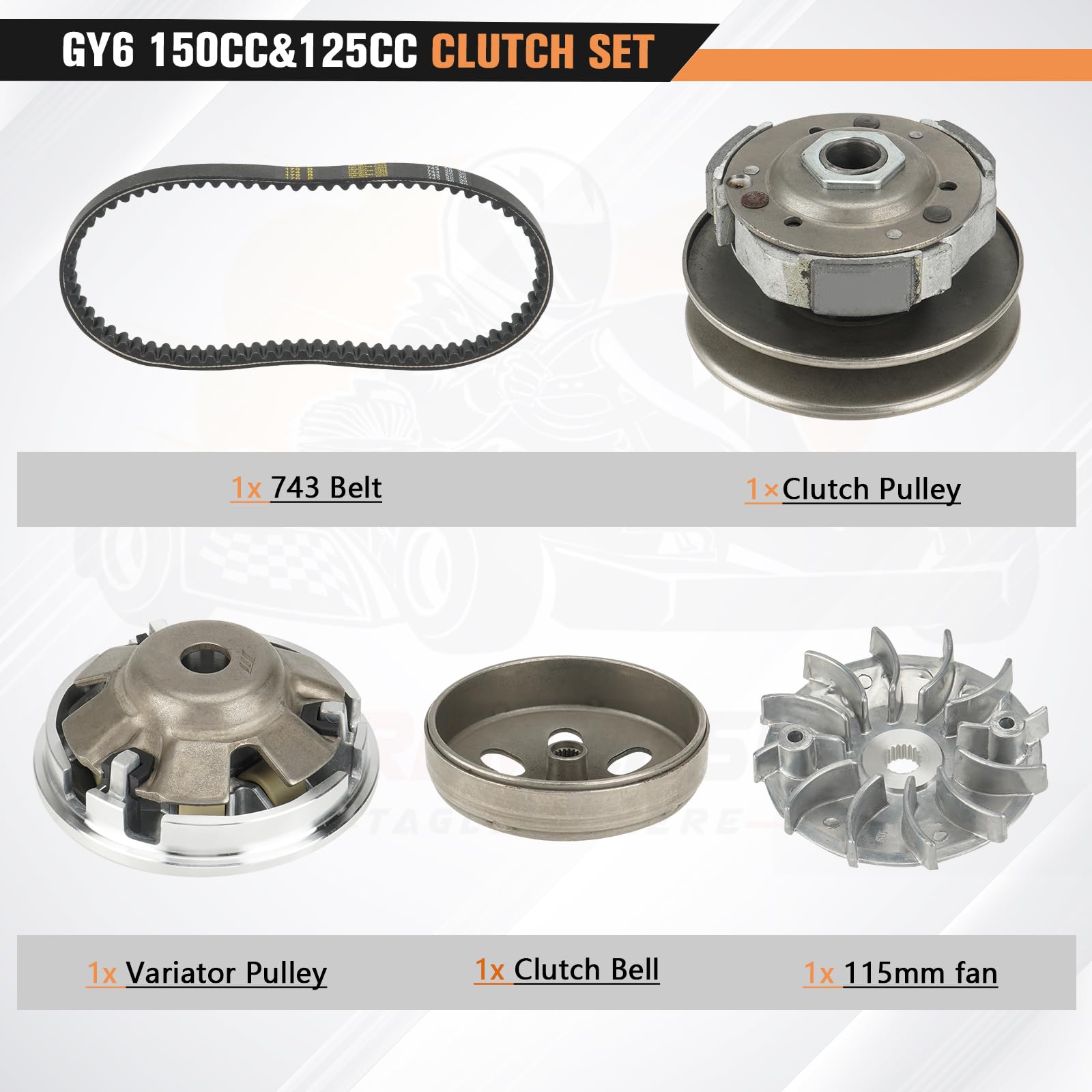 Clutch Set Fit For Gy6 125Cc 150Cc 4-Stroke Engine Scooter Atv Taotao Roketa Sunl Include Clutch Assembly Variator Assembly 743
