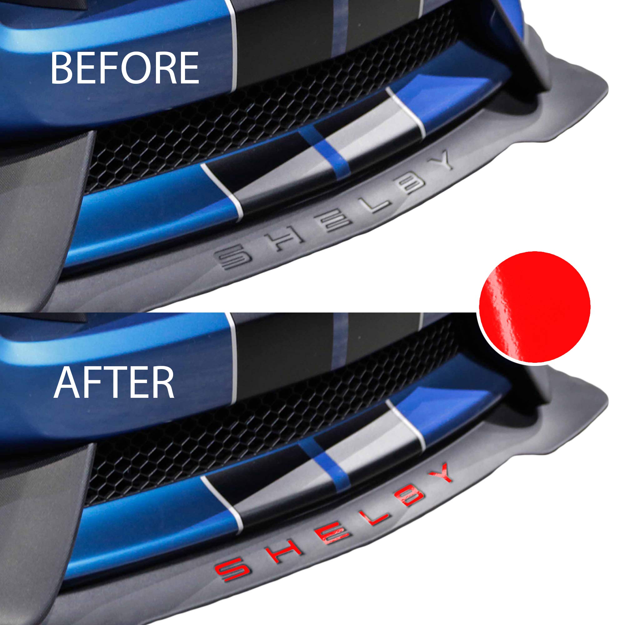 Bogar Tech Designs Vinyl Decal Letters for Mustang GT350 (2015-2019) - Gloss Red Front Lip Splitter