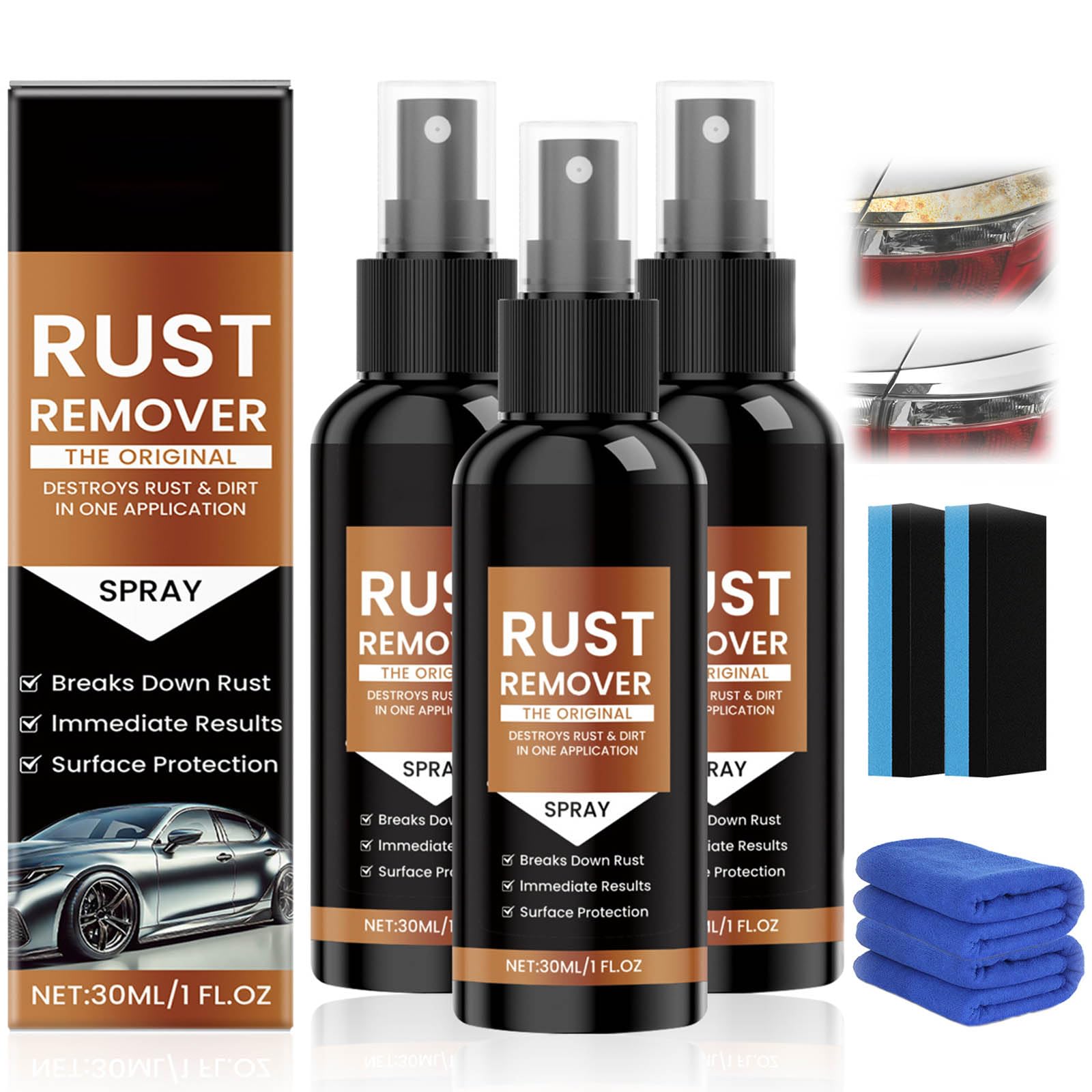 marveher Rust Remover Spray Heavy Duty Metal Cleaner, Upgrade Rust Remover for Metal, Multipurpose Rust Stain Remover Spray, Iro