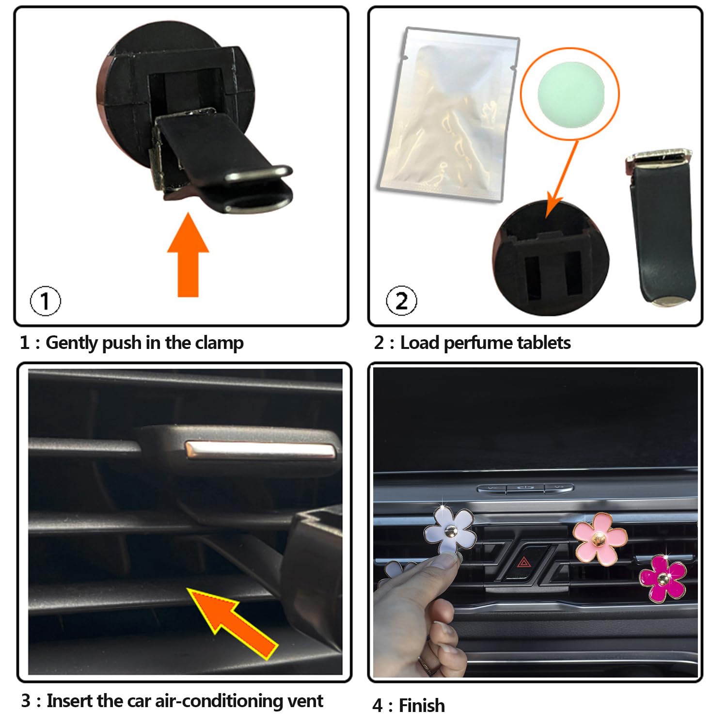Car Air Freshener Vent Clips For Women 6 Pieces Cute Car Vent Clips Decorations Daisy Flower Car Accessories Air Freshener Clips