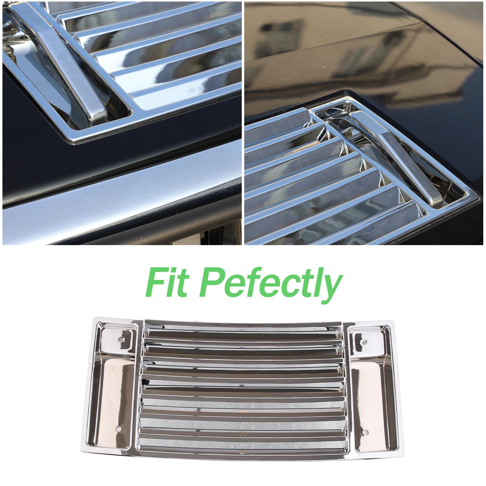 Piugilh Front Hood Deck Vent Panel Grille Hood Trim Cover Fit For Hummer H2 2003-2009 Accessories, Hood Top Trim Cover (Bright)