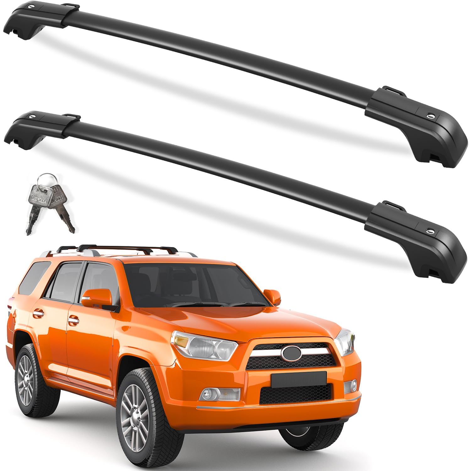 KINGGERI 330lbs All Aluminum Roof Rack Cross Bars Compatible with Toyota 4Runner 2010-2024 (with Raised Side Rails), Lockable He