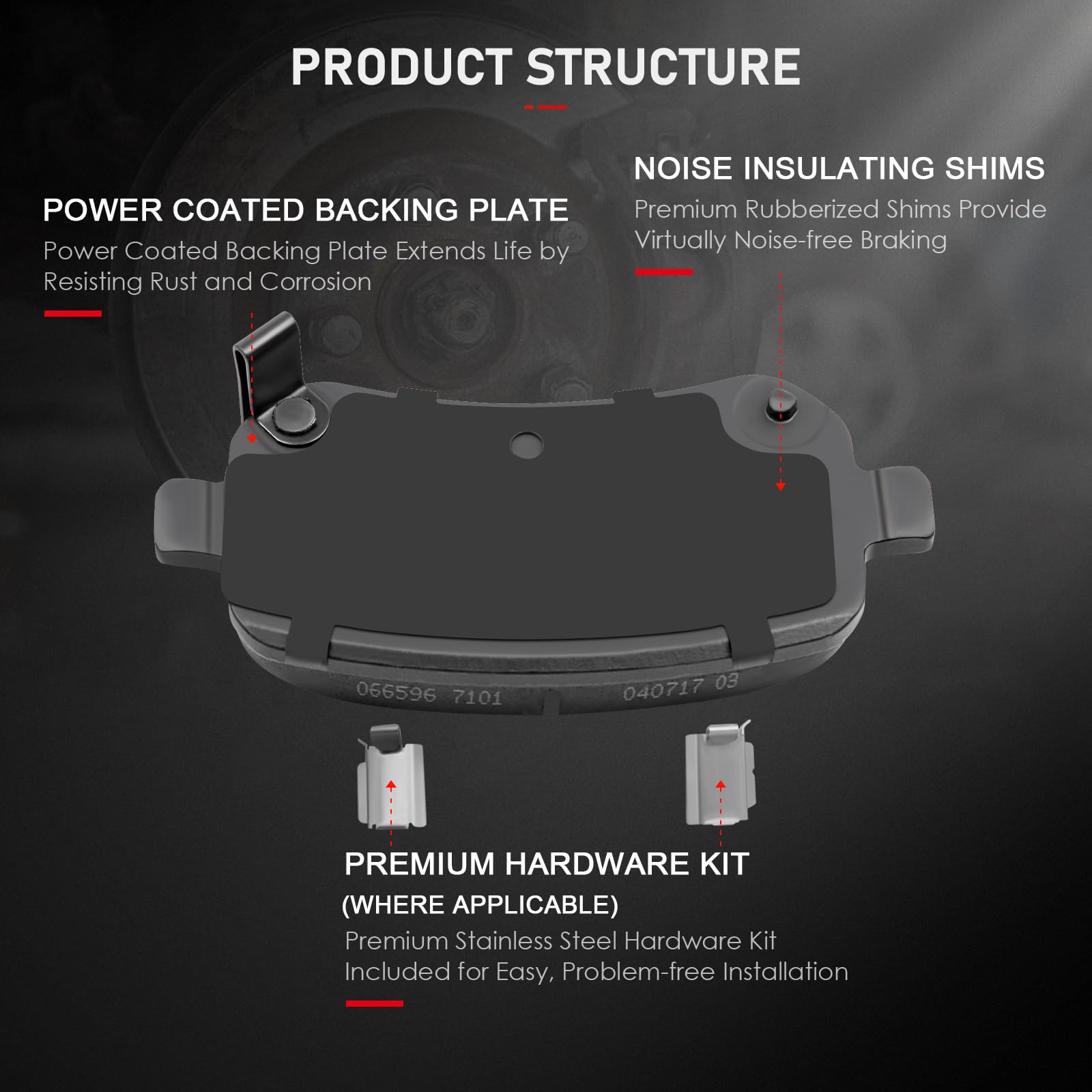 Cciyu D1273 D1326 8Pcs Front & Rear Ceramic Brake Pads Kits 08-12 For Chrysler Town & Country, 08-12 For Dodge Grand Caravan, 09