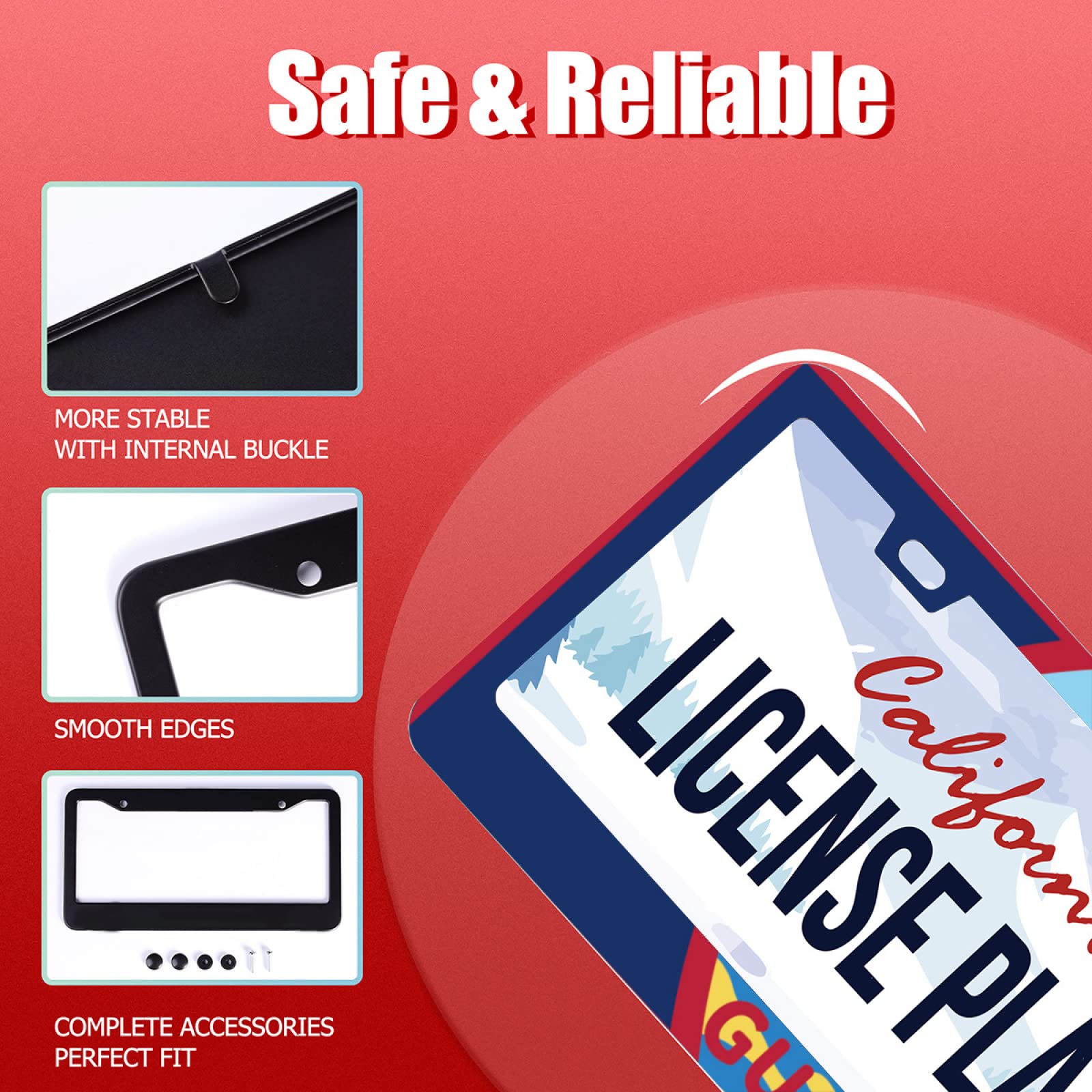 Personalise Guam Flag License Plate Frames Round Hole Guams License Plate Frame Car Universal Accessories Stainless Steel Cars D