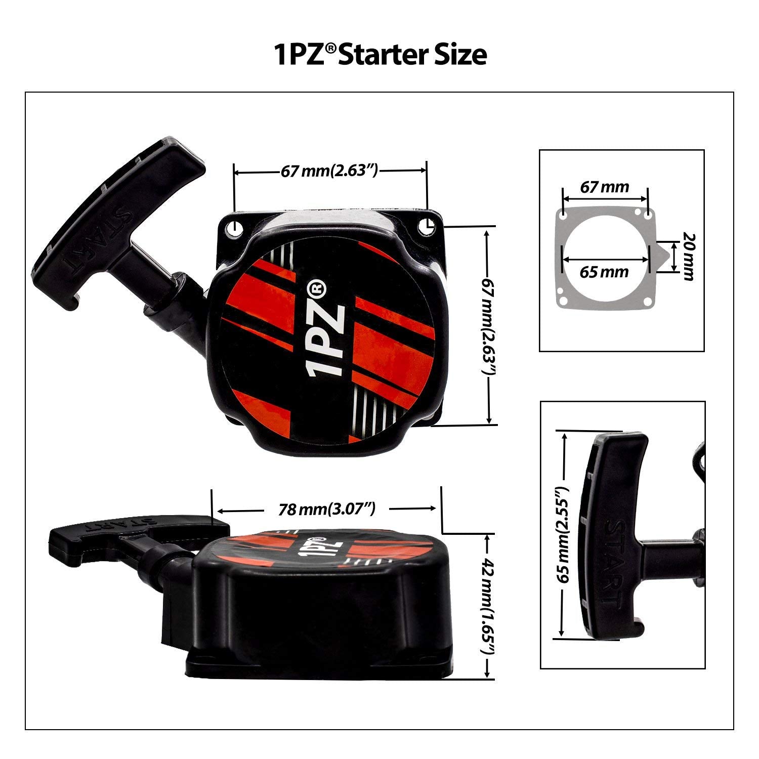 1PZ MOT-P01 Recoil Pull Start Starter for Motovox MVS10 43cc 47cc 49cc Gas Scooter, Dirt Bike, Chopper, ATV Replacement Part
