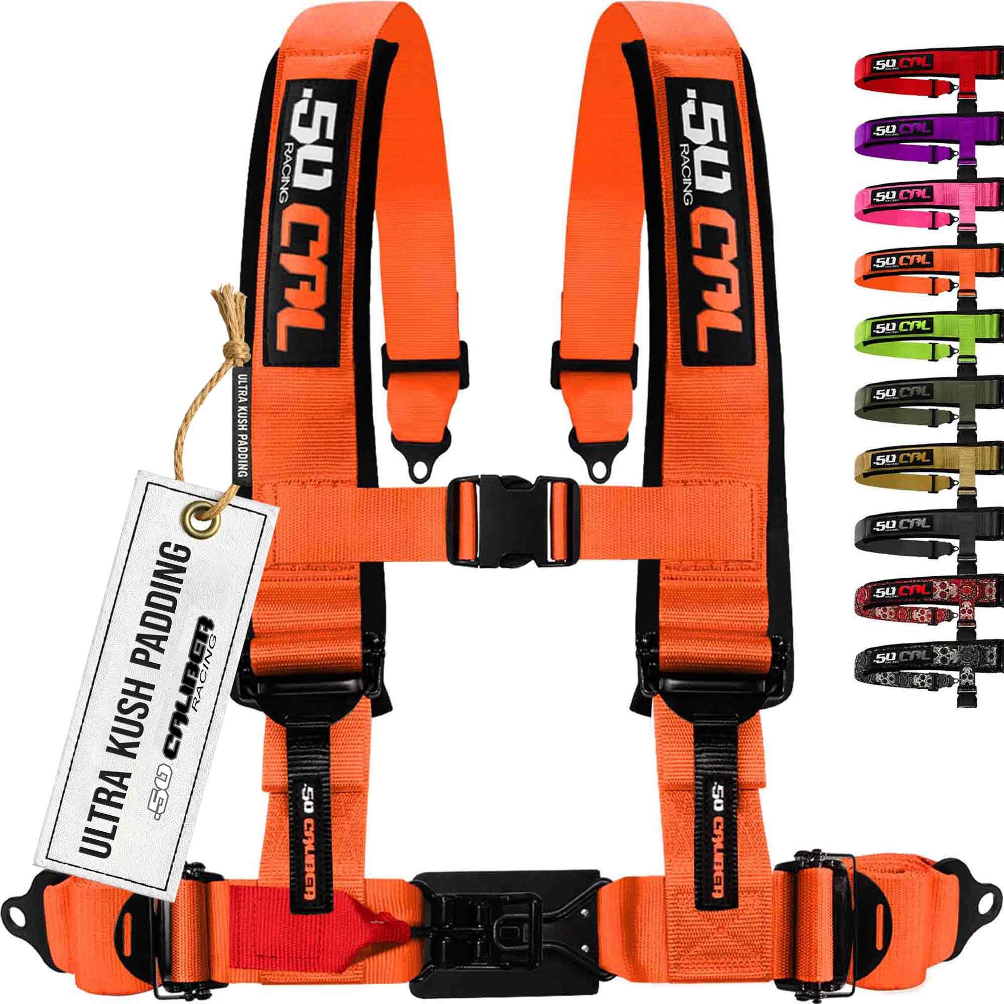 1pc Orange 4 Point Harness for Bucket Seat, 3in Belt, Quick Release, 10 Color Options, Racing Harness UTV RZR Car [6305]