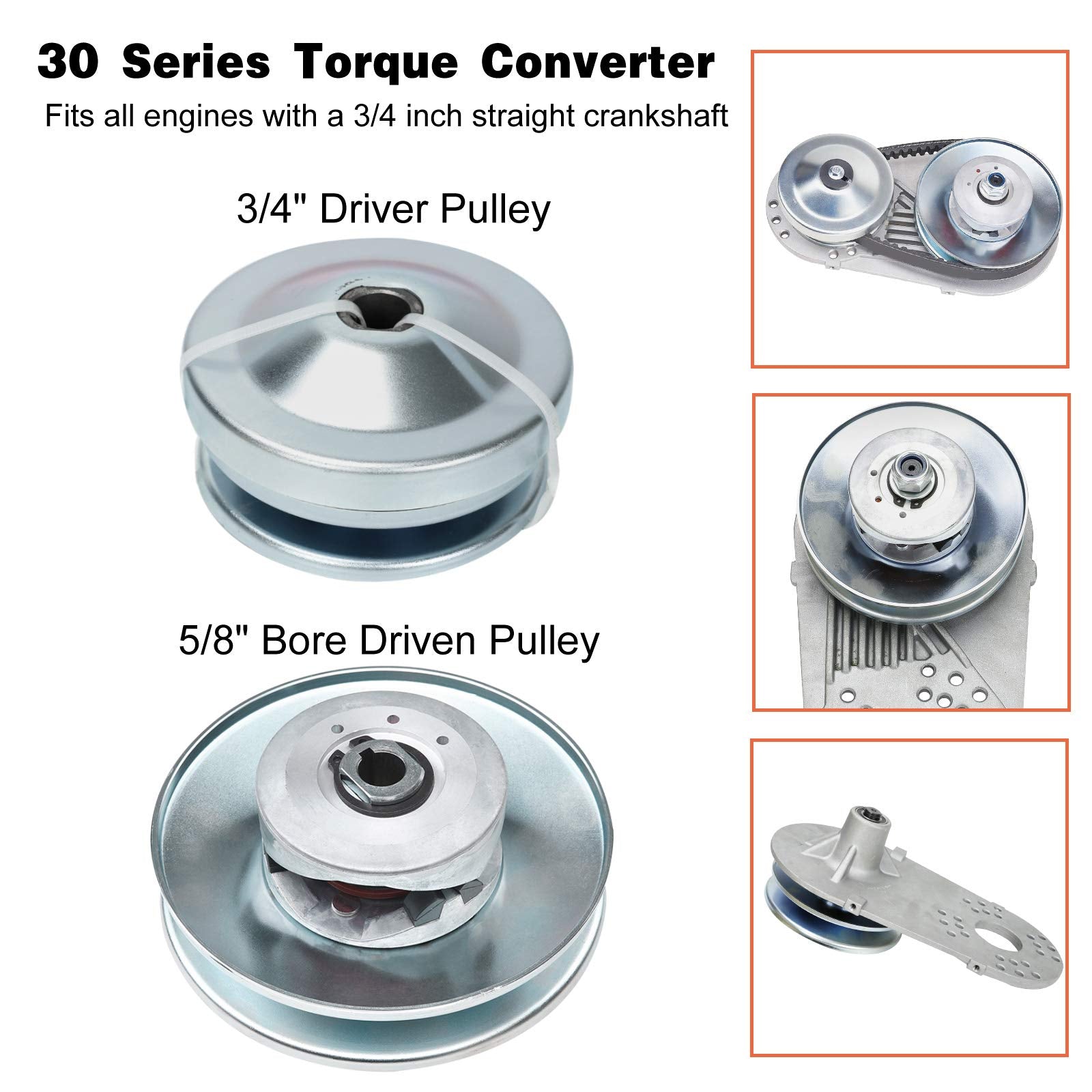 BLACKHORSE-RACING Go Kart Torque Converter for Predator 6.5HP 212CC Clutch Set Replaces Comet TAV2 3/4 Inch 30-75 Manco Fit All
