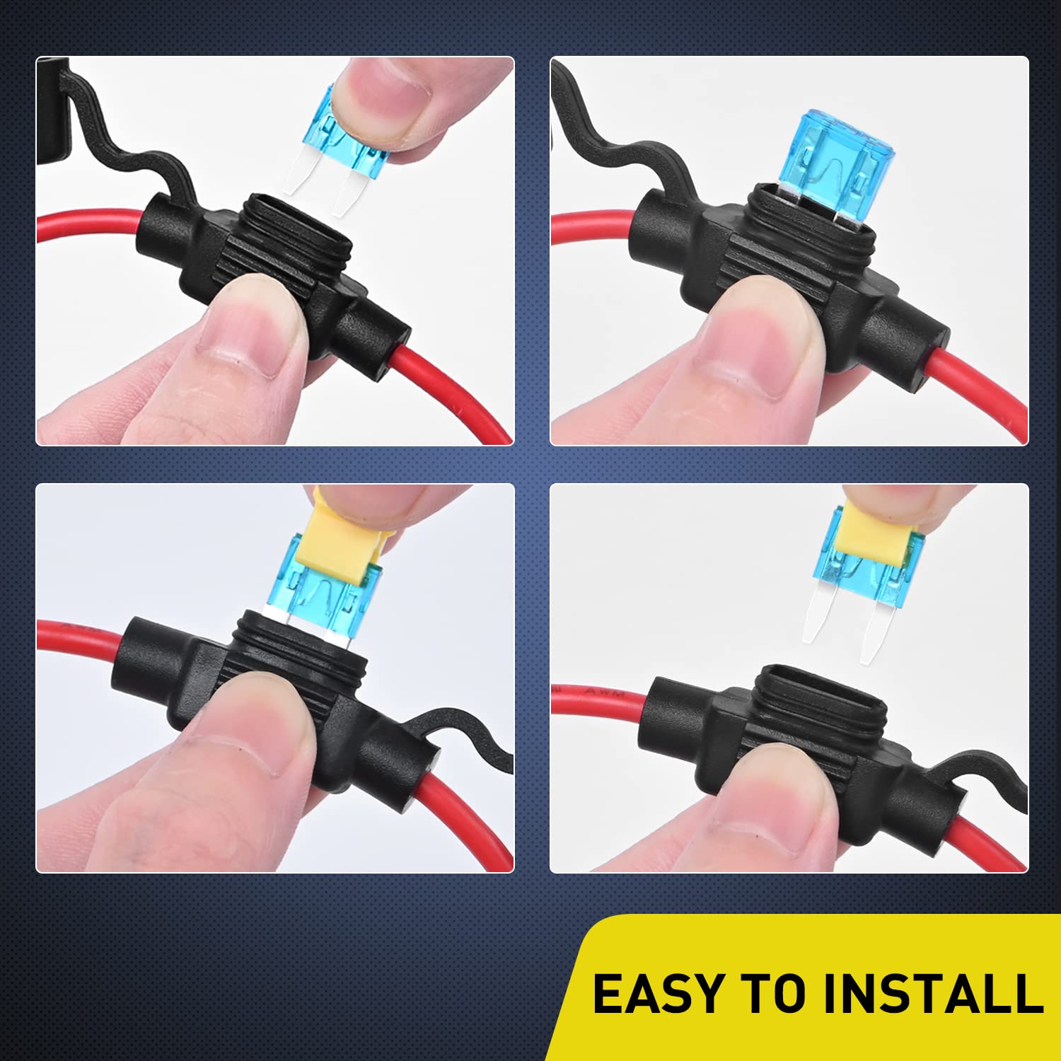 Nilight Mini ATM/APM Blade Fuse Set, 120 PCS 5A-30A with 14AWG Inline Fuse Holder, Model 50070A, Plastic Construction