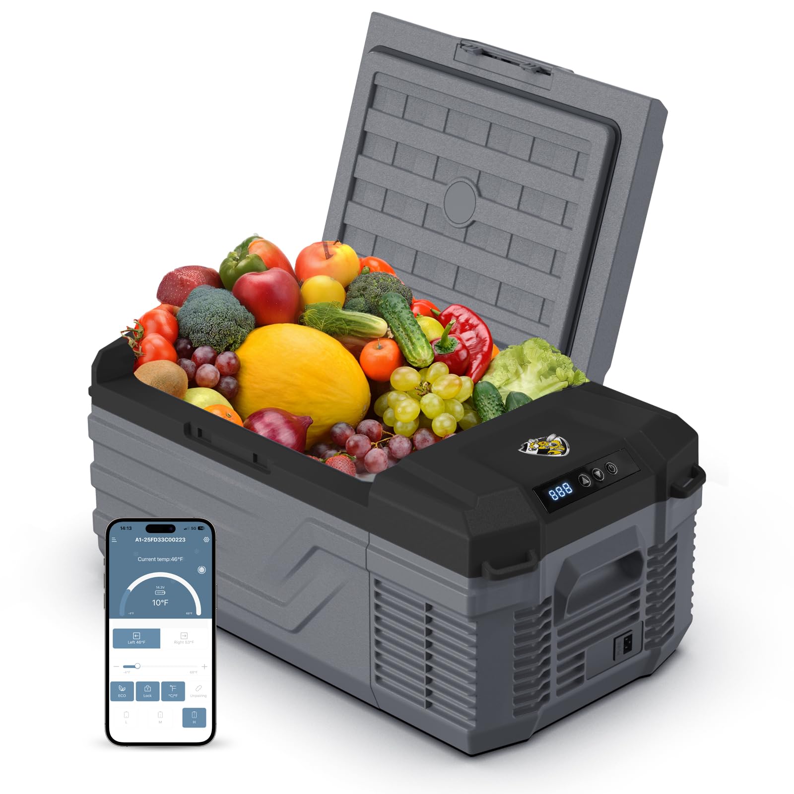 YELLOW JACKET 12 Volt Car Refrigerator, 16 Quart Electric Cooler, Portable Car Fridge for Outdoor Camping Travel, 12V/24V DC 110