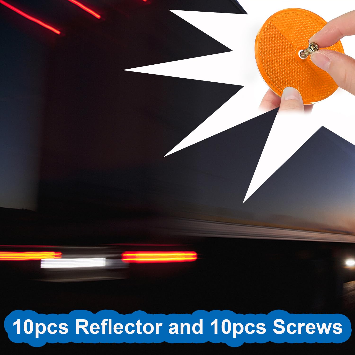 Smseace 10Pcs Round Reflectors With 10Pcs Stainless Steel Screw Used For Mailboxes,Driveway,Tunnels,Post,Cars,Trailer Reflector