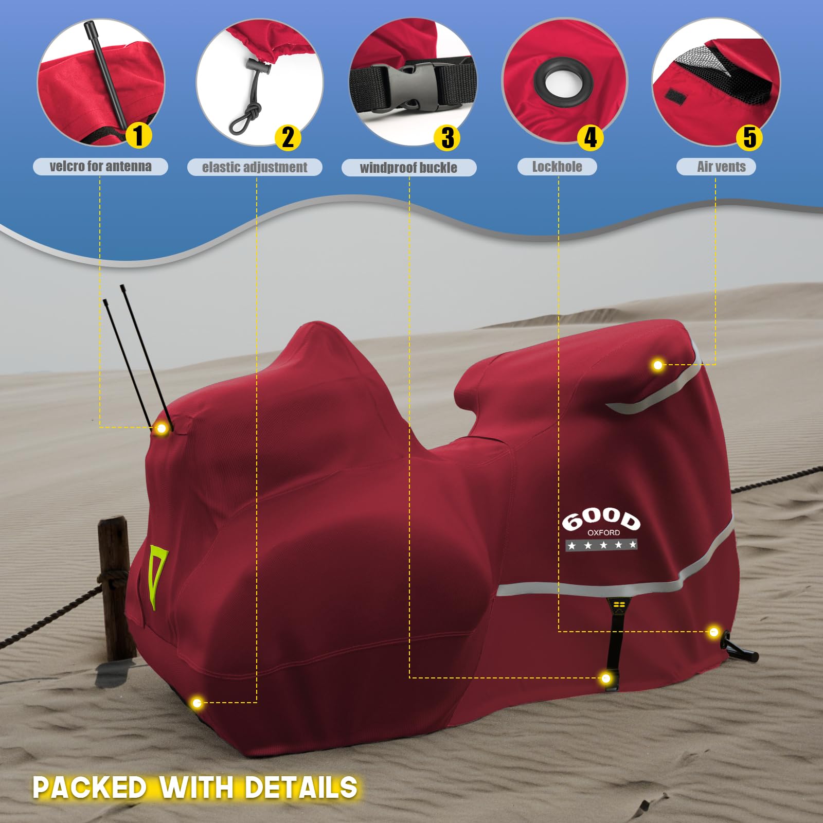 Rosefray Motorcycle Cover with Side+Top Box Heavy Duty 600D Waterproof for Touring Models Harley Davidson Ultra Limited,Road Gli