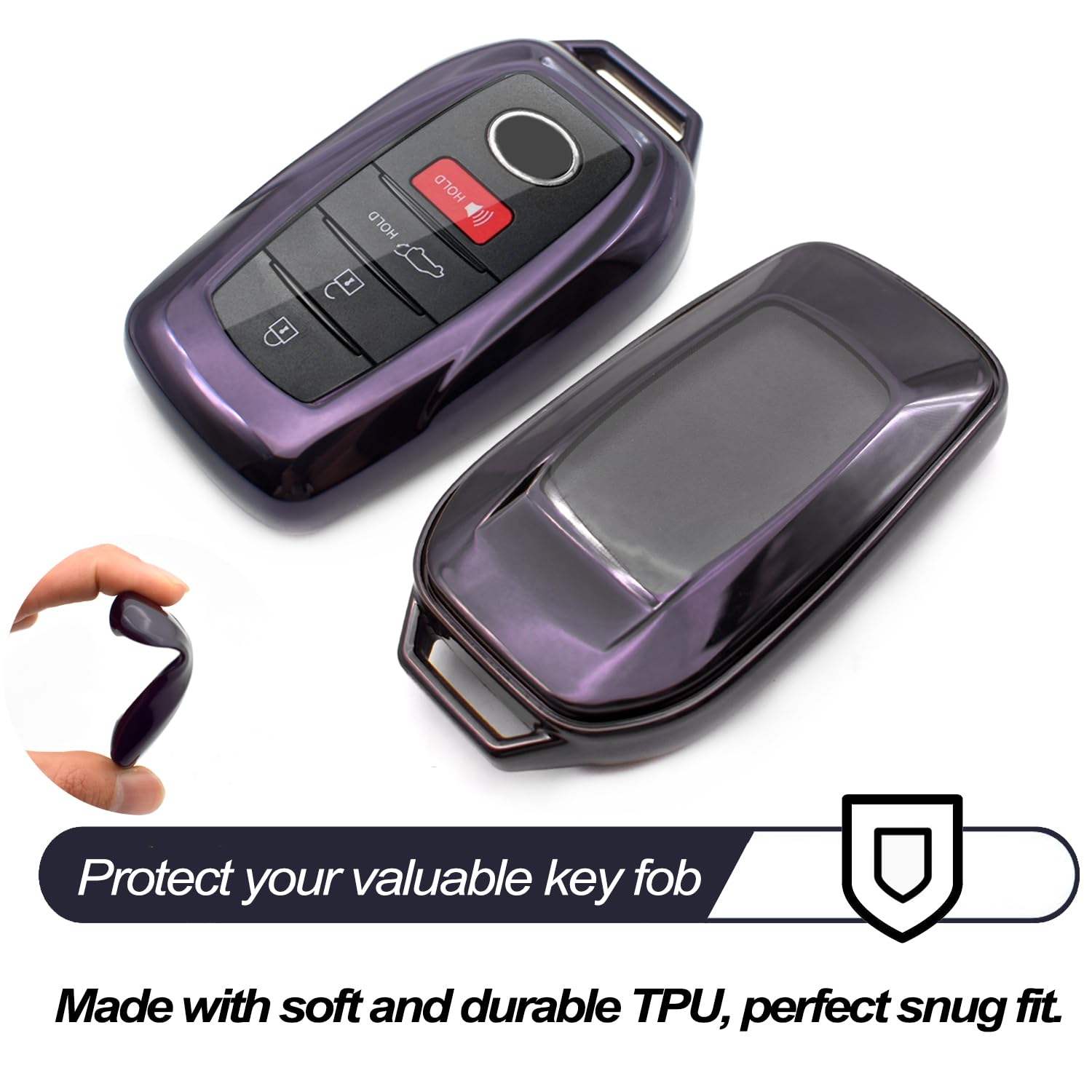 Mechcos Compatible With 2022 2021 2020 Toyota Land Cruiser Sienna Venza Rav4 Prime Mirai Purple Black Tpu Key Fob Cover Case Rem