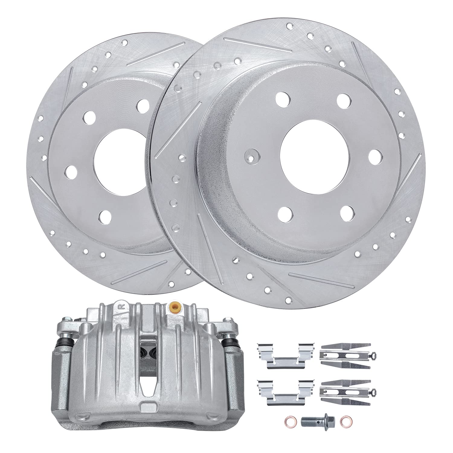Detroit Axle - Rear Brake Kit for Chevy GMC Silverado Suburban Sierra Yukon XL 1500 Tahoe Cadillac Escalade Drilled & Slotted Br