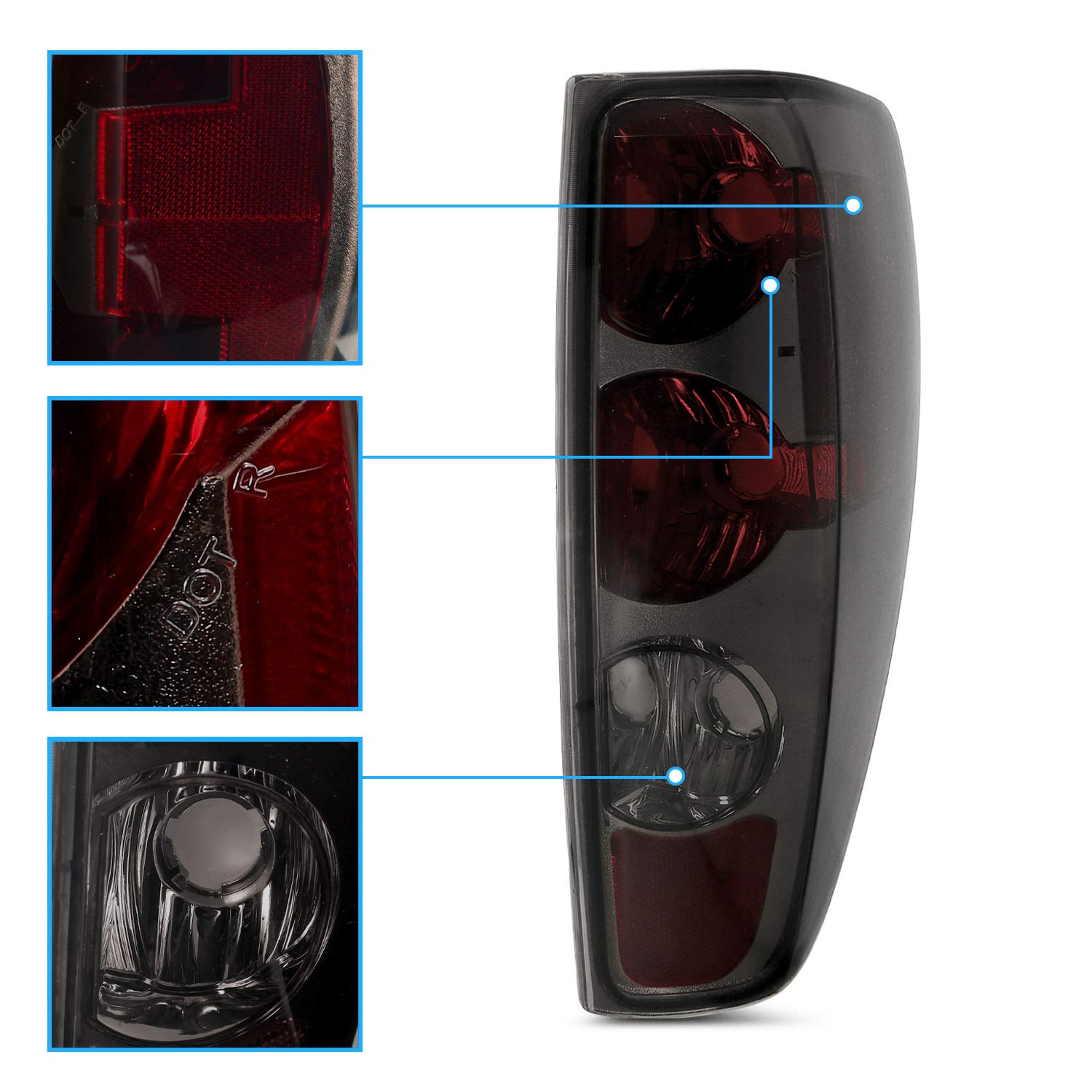 AmeriLite Replacement Brake Tail Lights Set for 04-12 Chevy Colorado/GMC Canyon - Smoke - Driver & Passenger Side