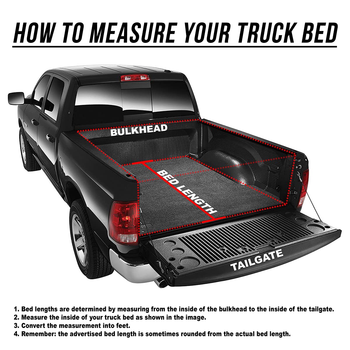 Dna Motoring Truck Bed Soft Tri-Fold Adjustable Tonneau Cover Compatible With 1994-2001 Ram 1500 6.5Ft Fleetside/Styleside Bed,