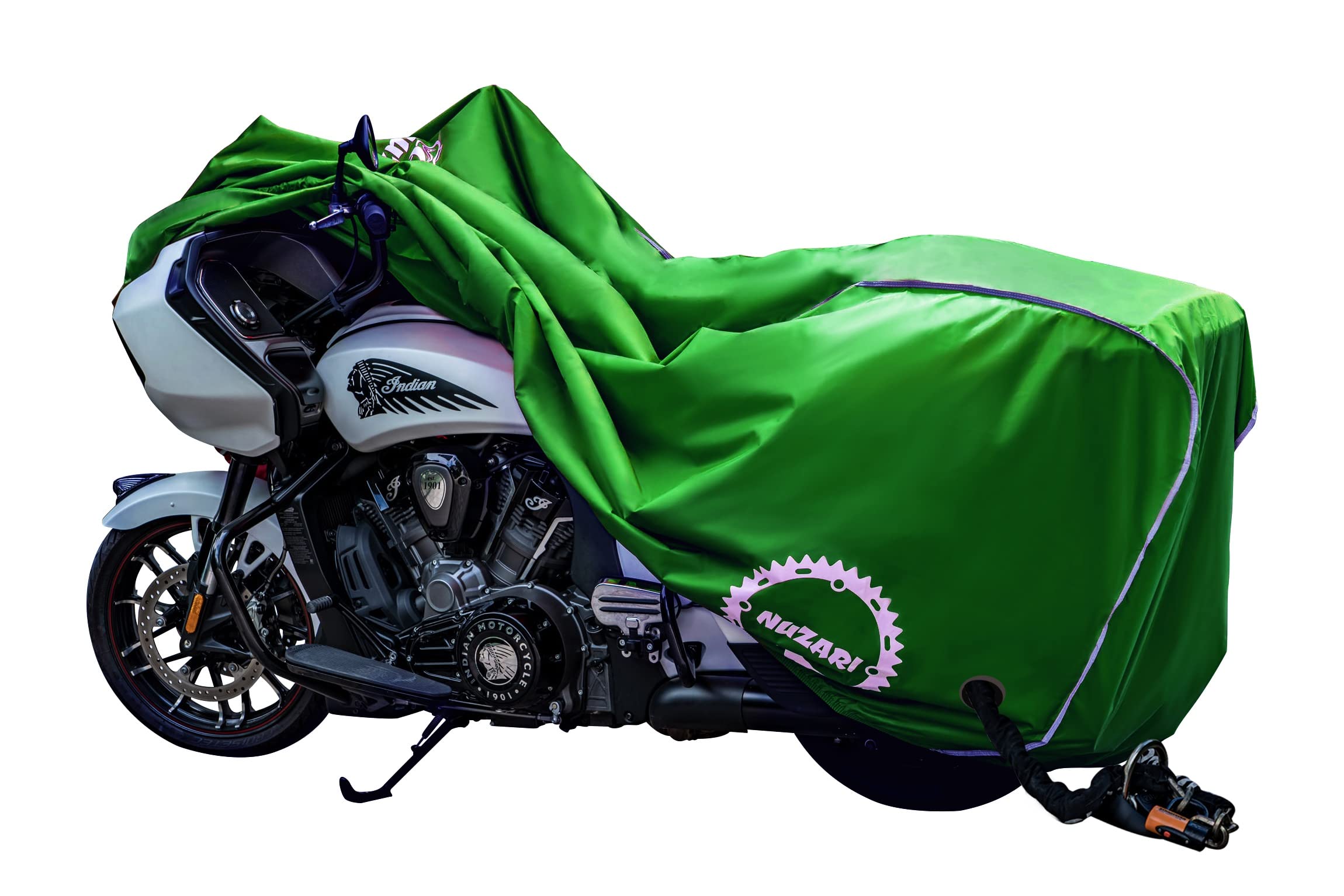 Nuzari Heavy Duty Motorcycle Cover - Motorcycle Covers Waterproof Outdoor Storage - Dirt Bike Covers (Hunter Green, Xx-Large)
