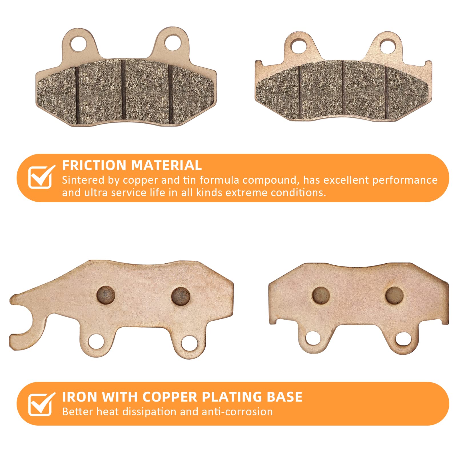 Front Rear Brake Pads Sintered for Yamaha YFZ450 YFZ450R YFZ450X Raptor 700 700R, OEM# 5TG-W0045-20-00 5TG-W0045-30-00 5TG-W0046