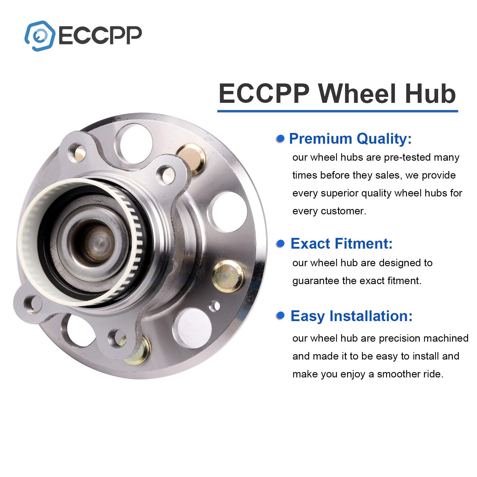 ECCPP Rear 5 Lugs Wheel Bearing and Hub Assembly For 11-16 For Hyundai Azera 10-14 For Hyundai Sonata 09-15 For Hyundai Tucson 1