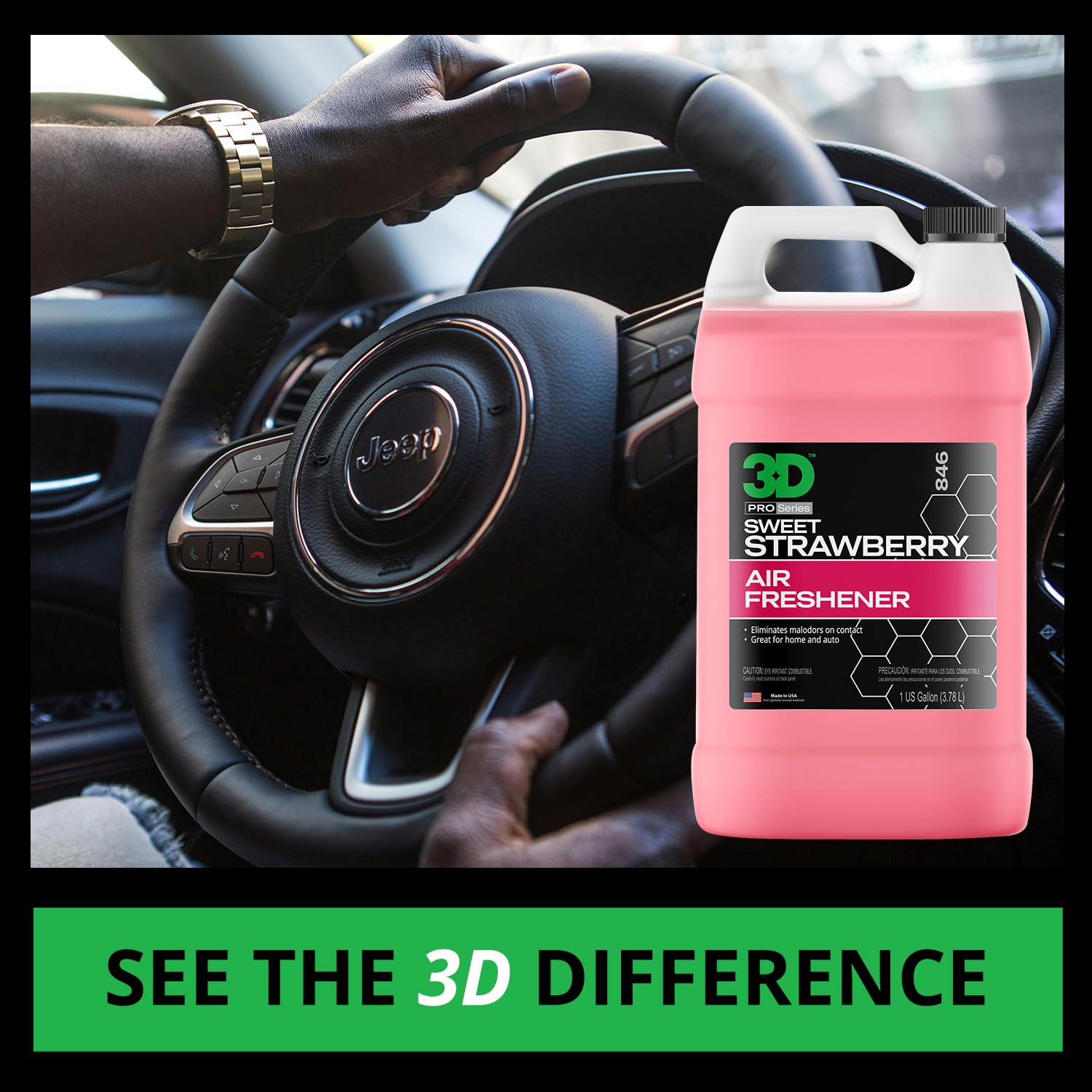3D Odor Eliminator Air Freshener - Natural, 128 Fl Oz, Sweet Strawberry Scent, Made in USA, No Harmful Chemicals