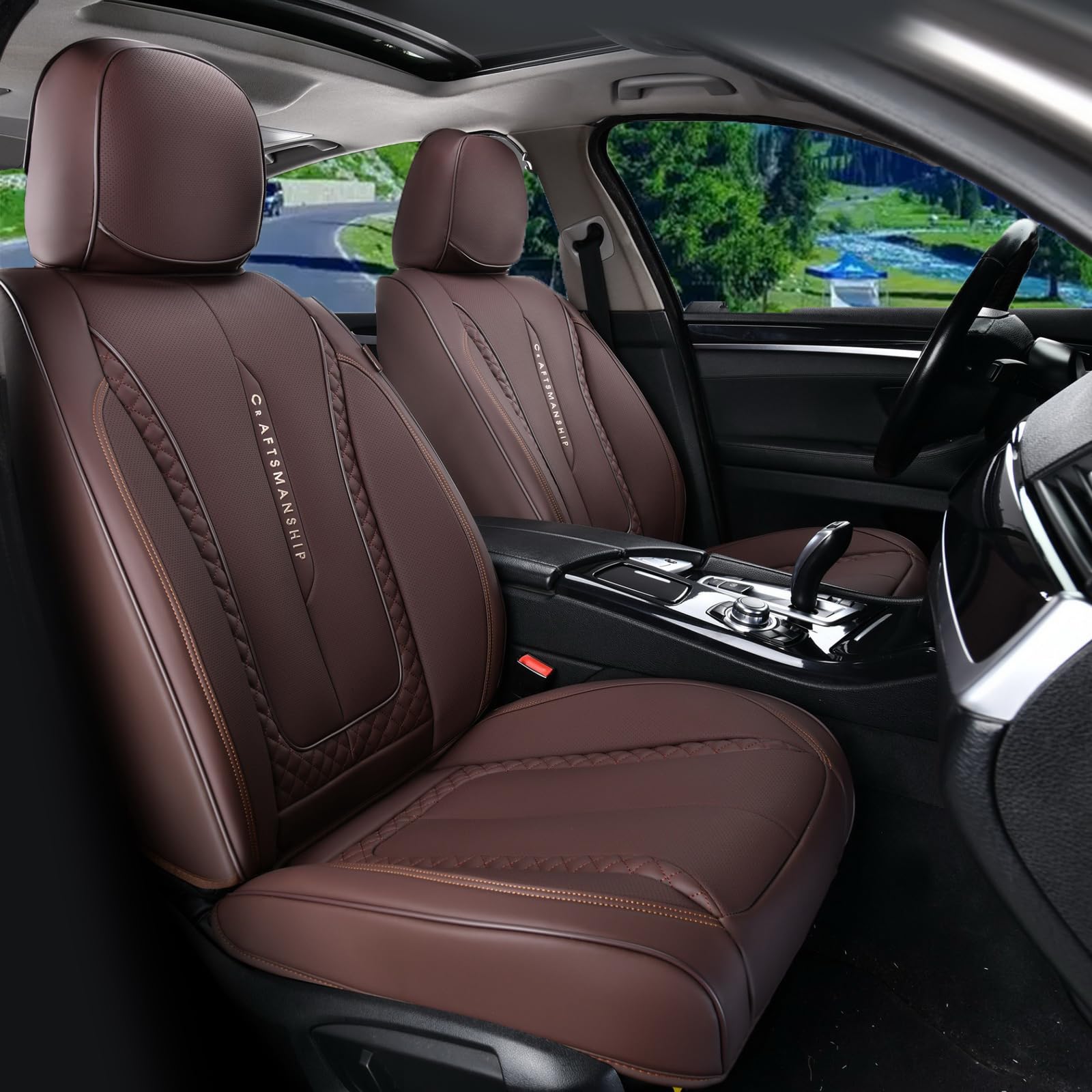 Coverado Car Seat Cover Front Seats, Brown Seat Covers Front Seats, Nappa Leather Waterproof, Car Seat Cushion, Car Seat Protect