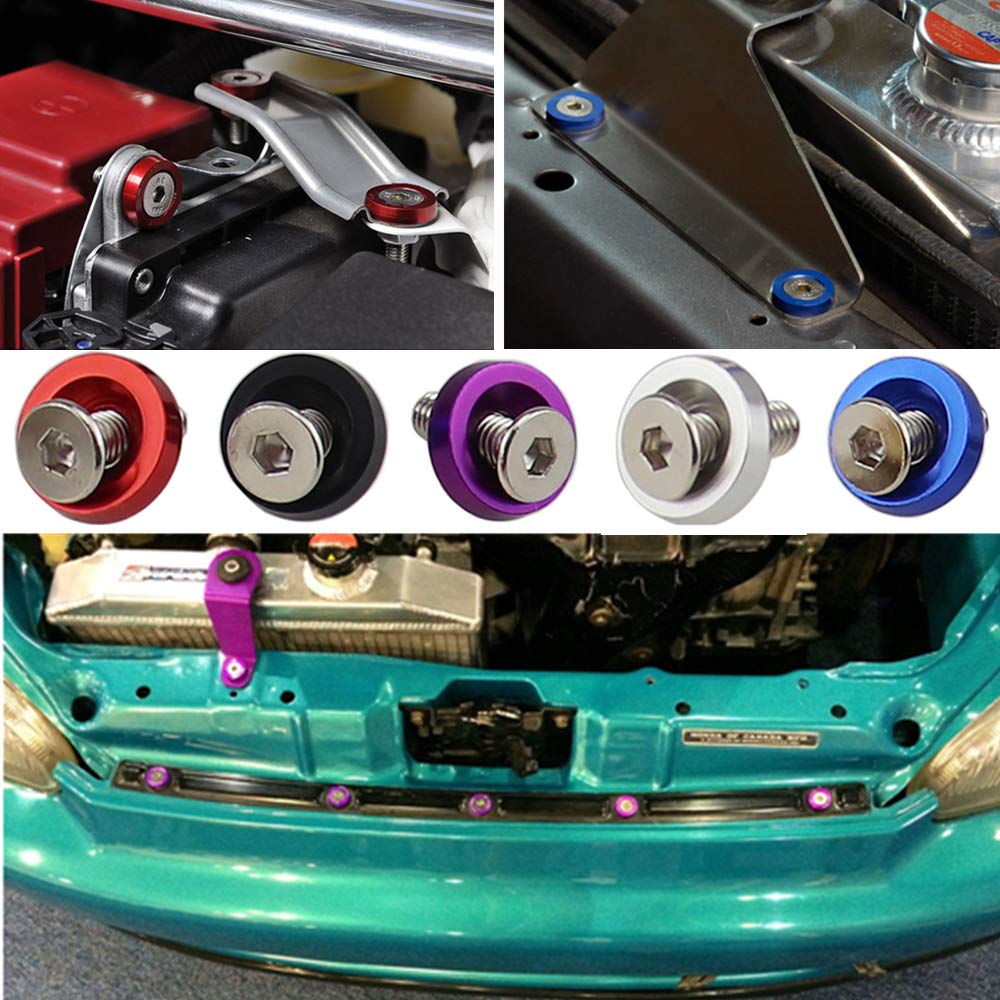 Ouhl 20Pcs Fender Bumper Washer Bolt 6061 T6 Grade M6X20Mm Cnc Finishing Washer Engine Bay Dress Up Kit (Purple)