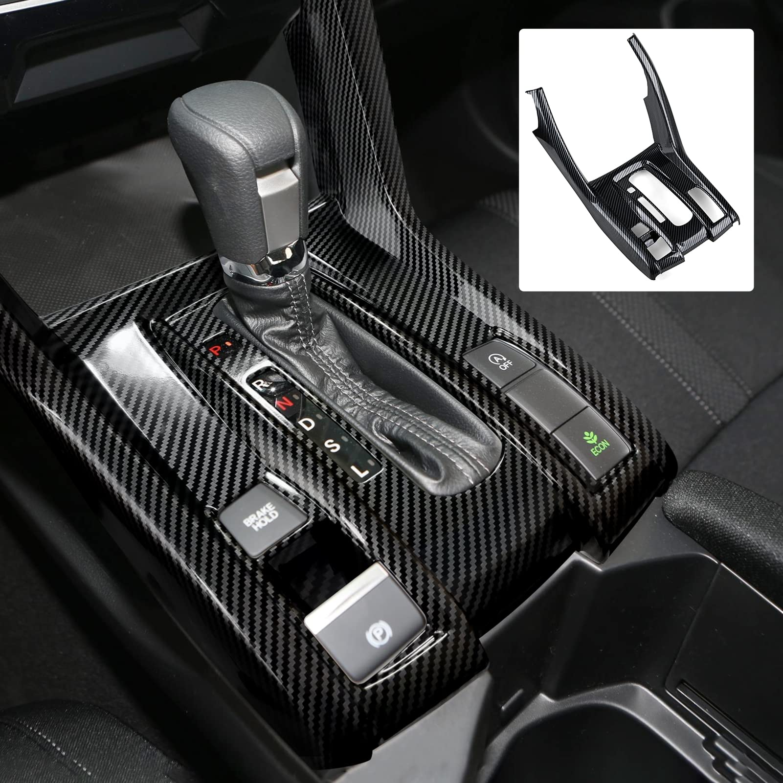 BRMYL Gear Shift Panel Frame Decals for 10th Gen Honda Civic 2016 2017 2018 2019 2020 2021 Accessories ABS Carbon Fiber Stickers